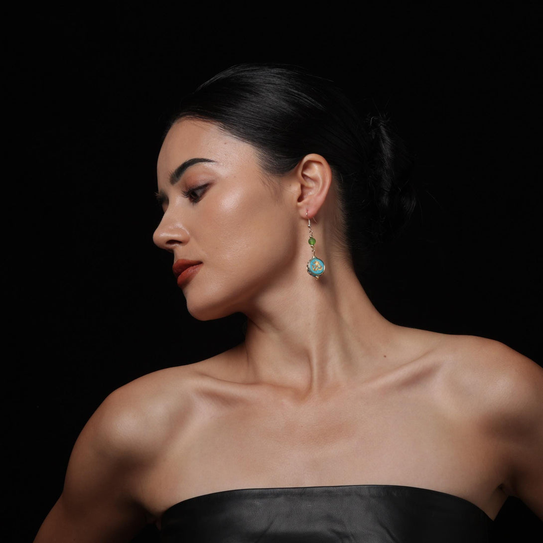 Tibetan OM Symbol Earrings Copper Dangle Earrings