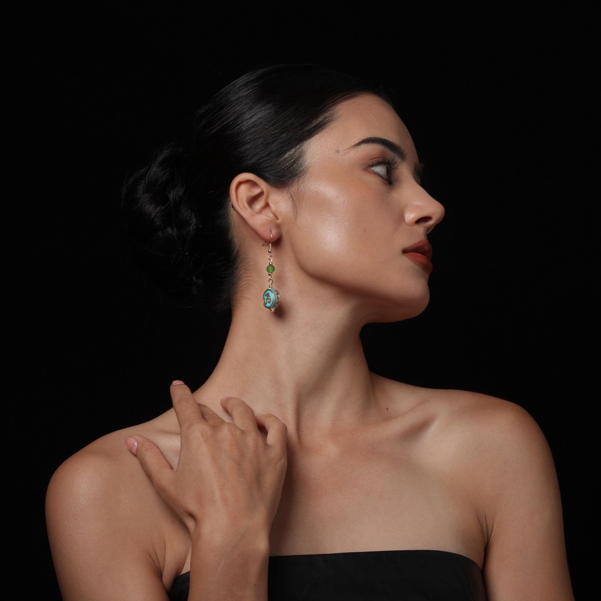 Tibetan OM Symbol Earrings Copper Dangle Earrings