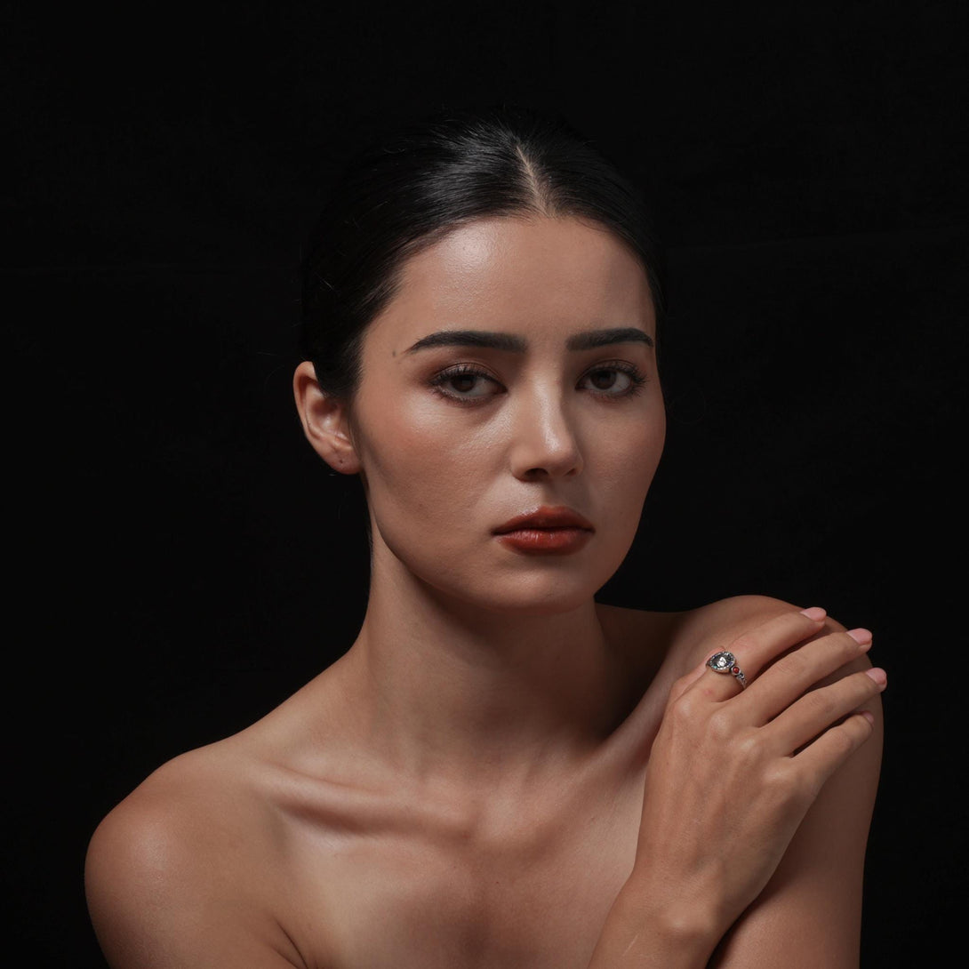 Tibetan Turquoise Wealth Protector Zambala Sterling Silver Ring