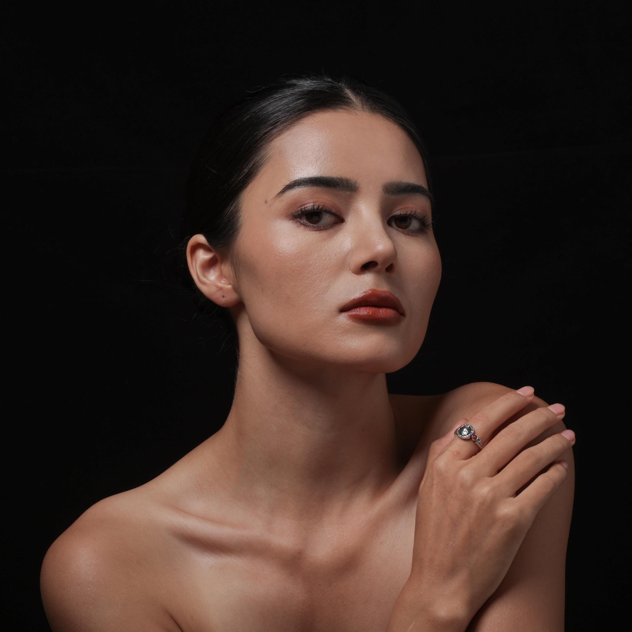 Tibetan Wealth Protector Zaki Sterling Silver Ring