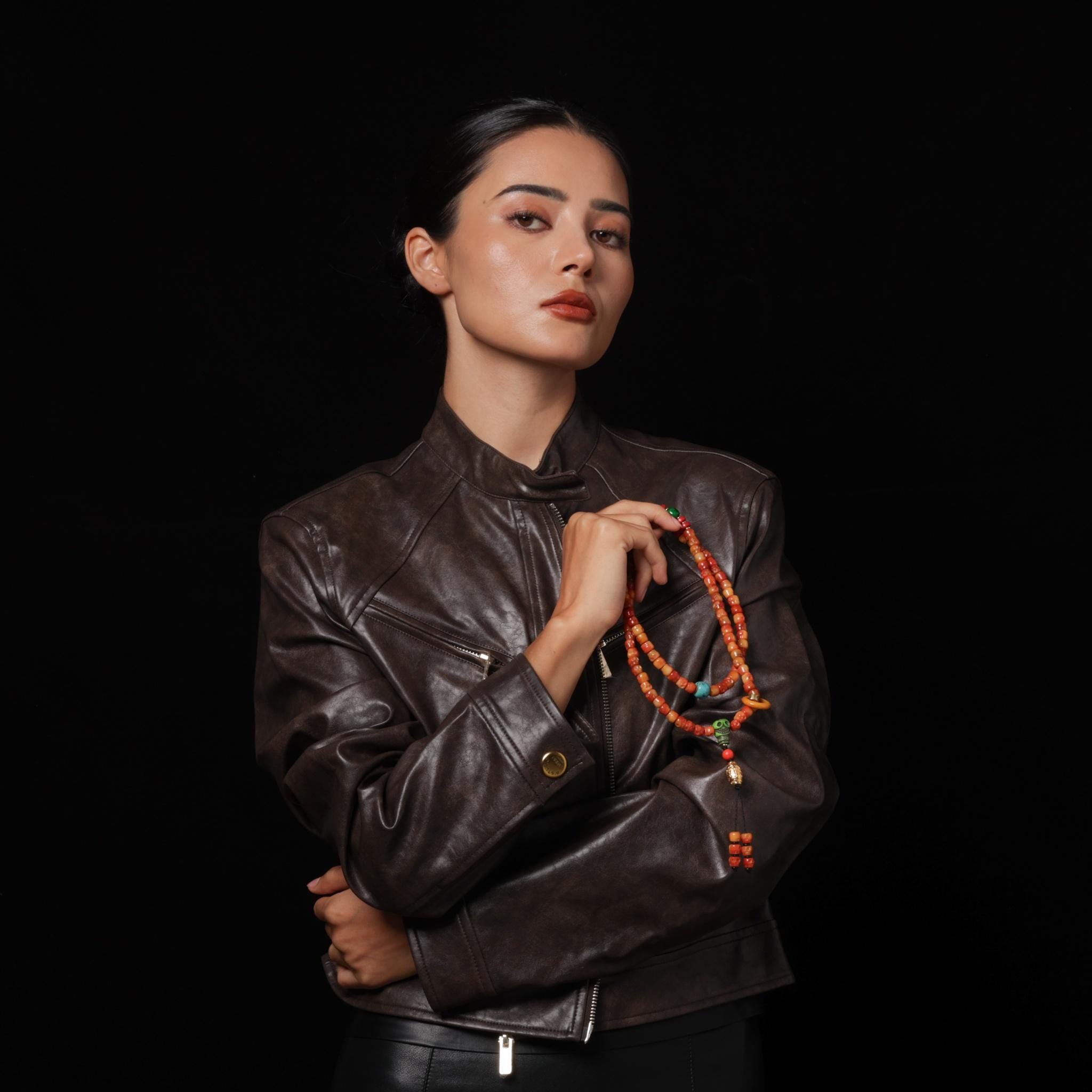 Bone Skull Necklace 108 Dzi Mala Beads