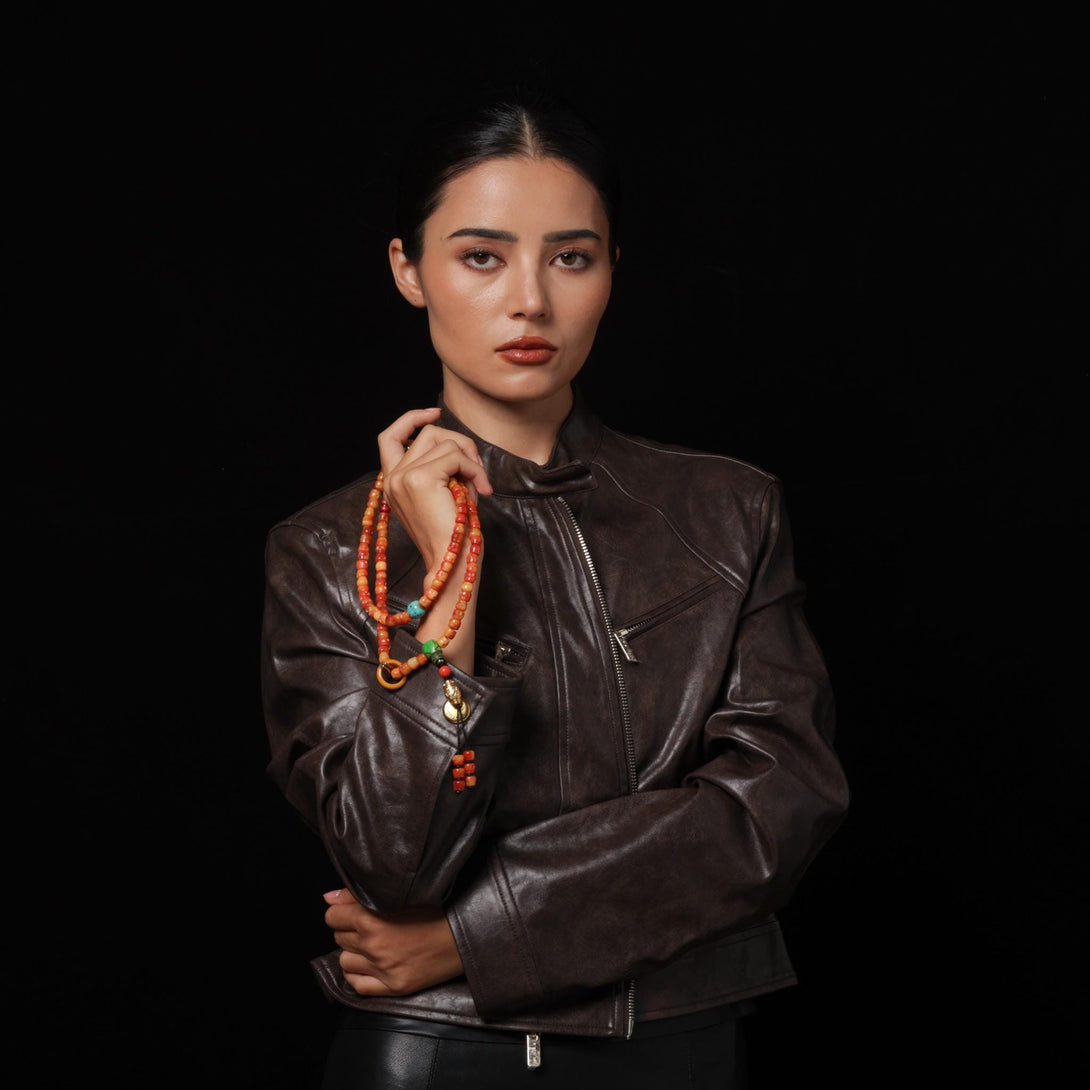 Tibetan Bone Skull Necklace 108 Dzi Mala Beads