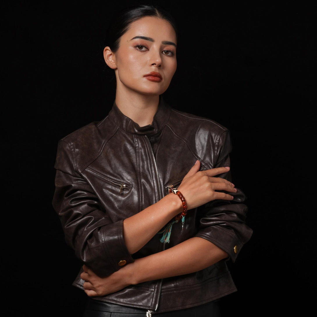 Tibetan Sacred Yak Bone Bracelet Dzi & Zambala