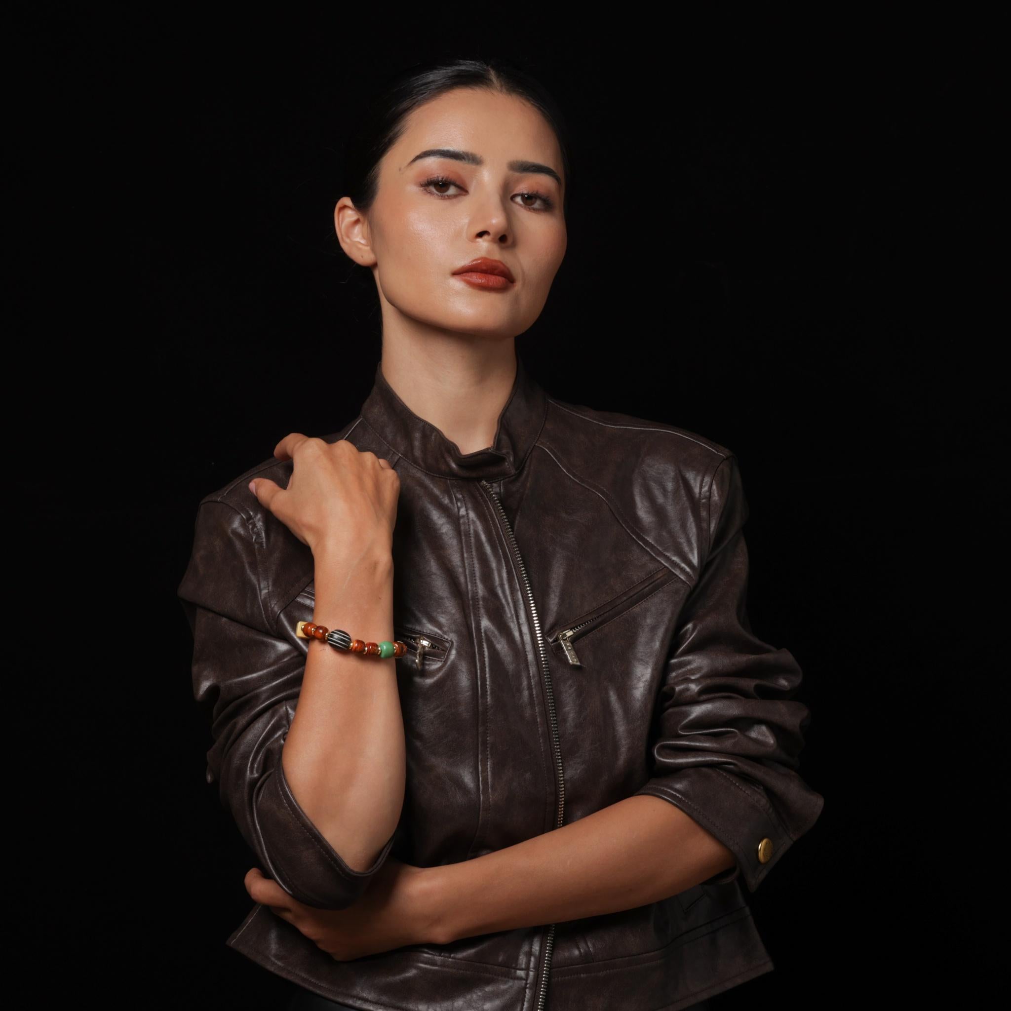 Yak Bone Dzi Skull Bead Bracelet