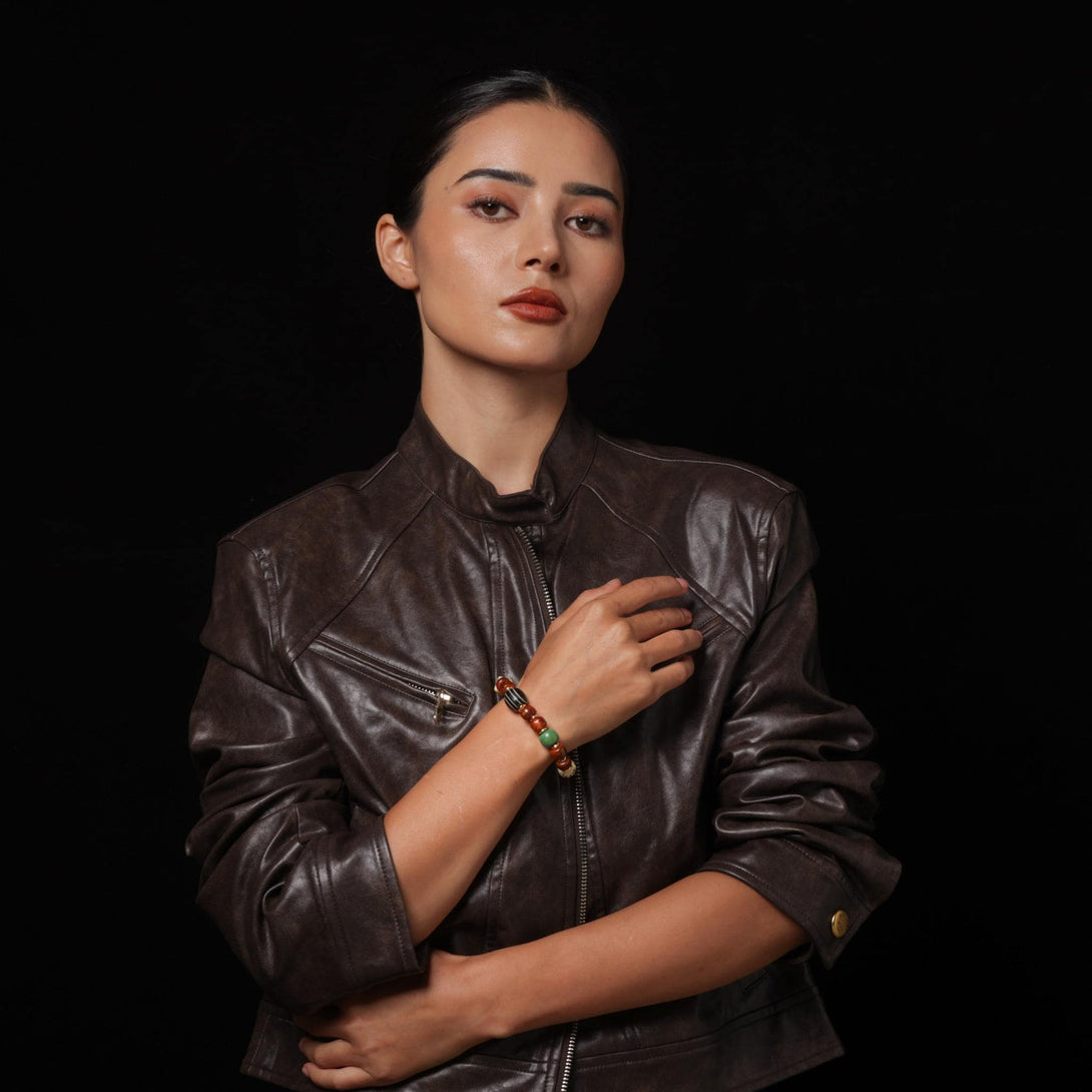 Yak Bone Dzi Skull Bead Bracelet