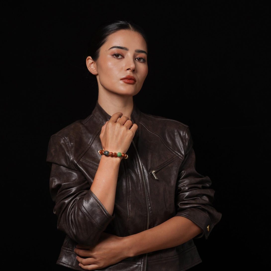 Yak Bone Dzi Skull Bead Bracelet