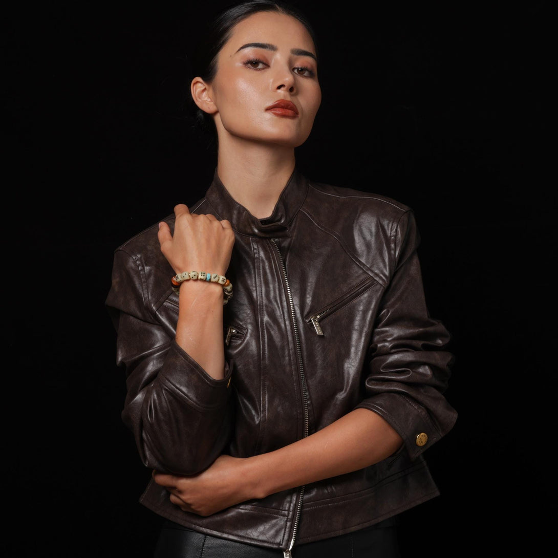 Bone Dice Bracelet Turquoise & Dzi Accents