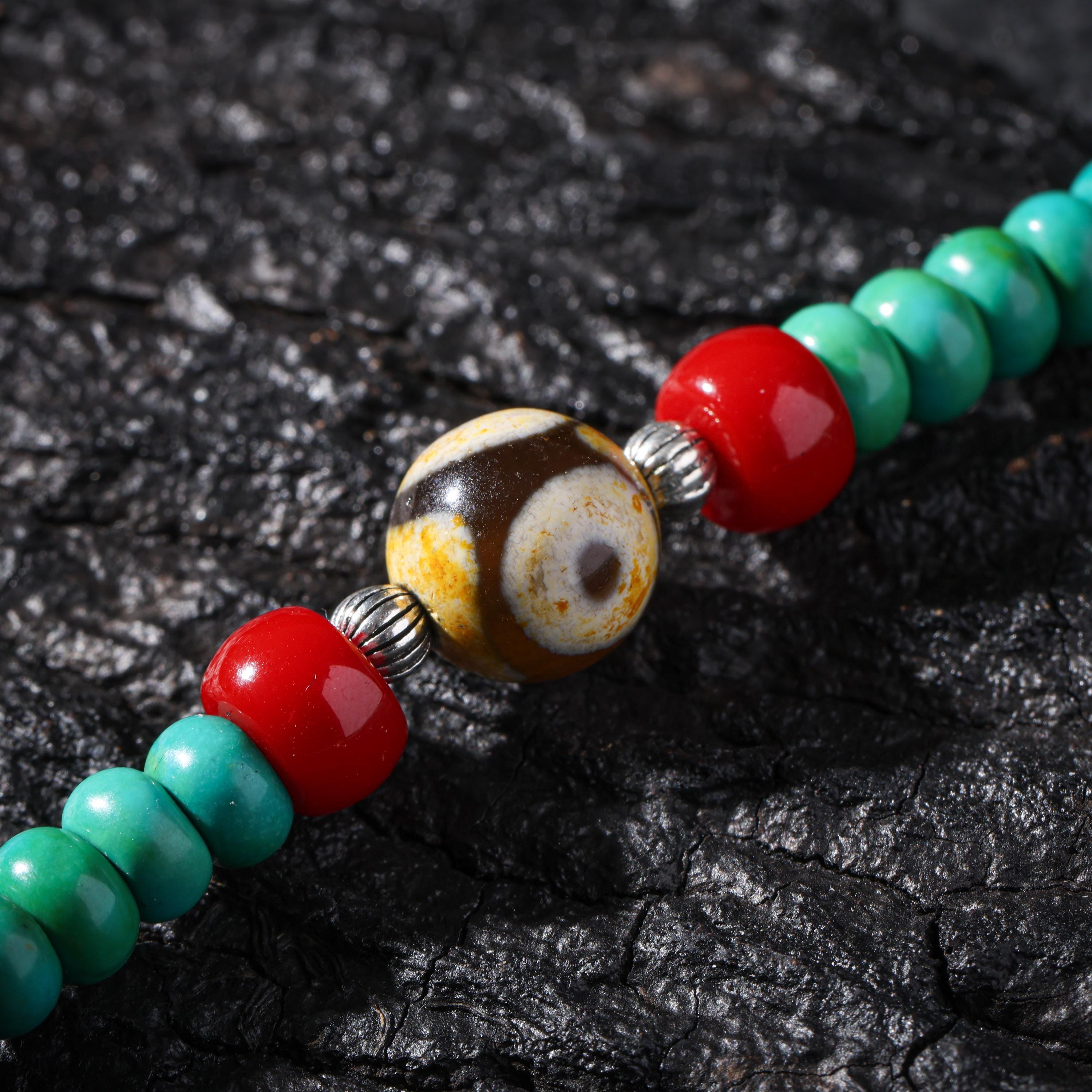 Turquoise Dzi Bead Necklace