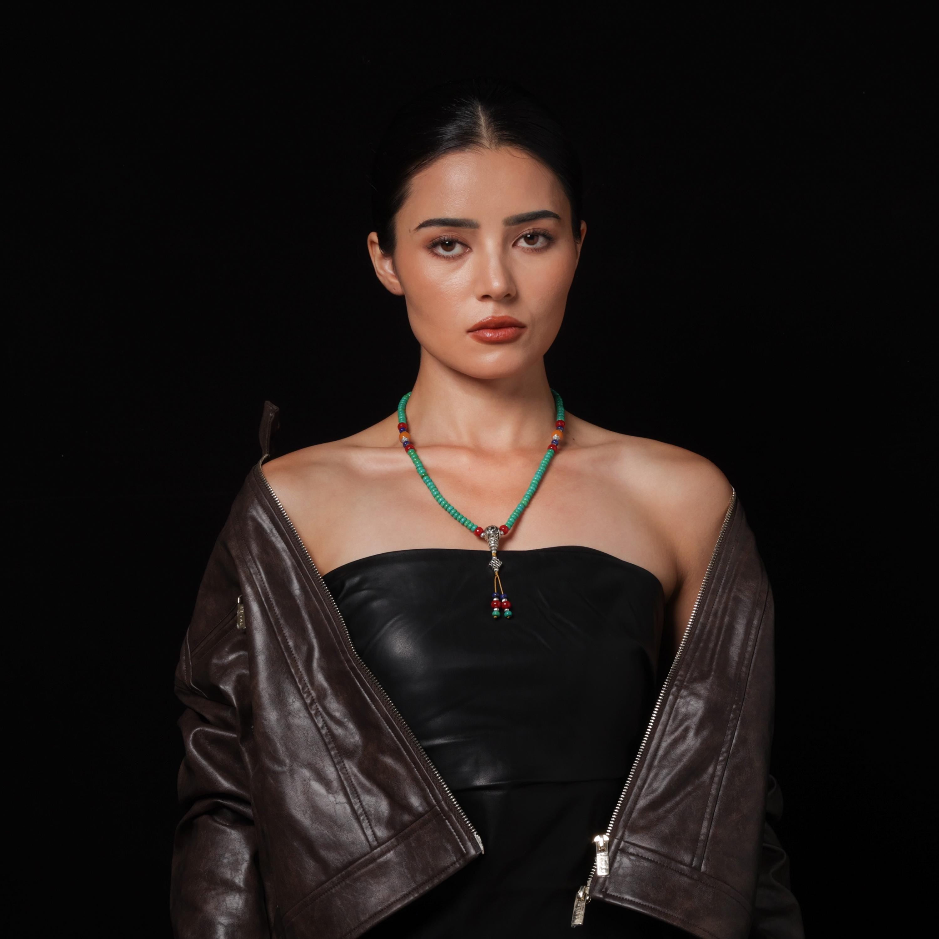 Turquoise Dzi Bead Necklace