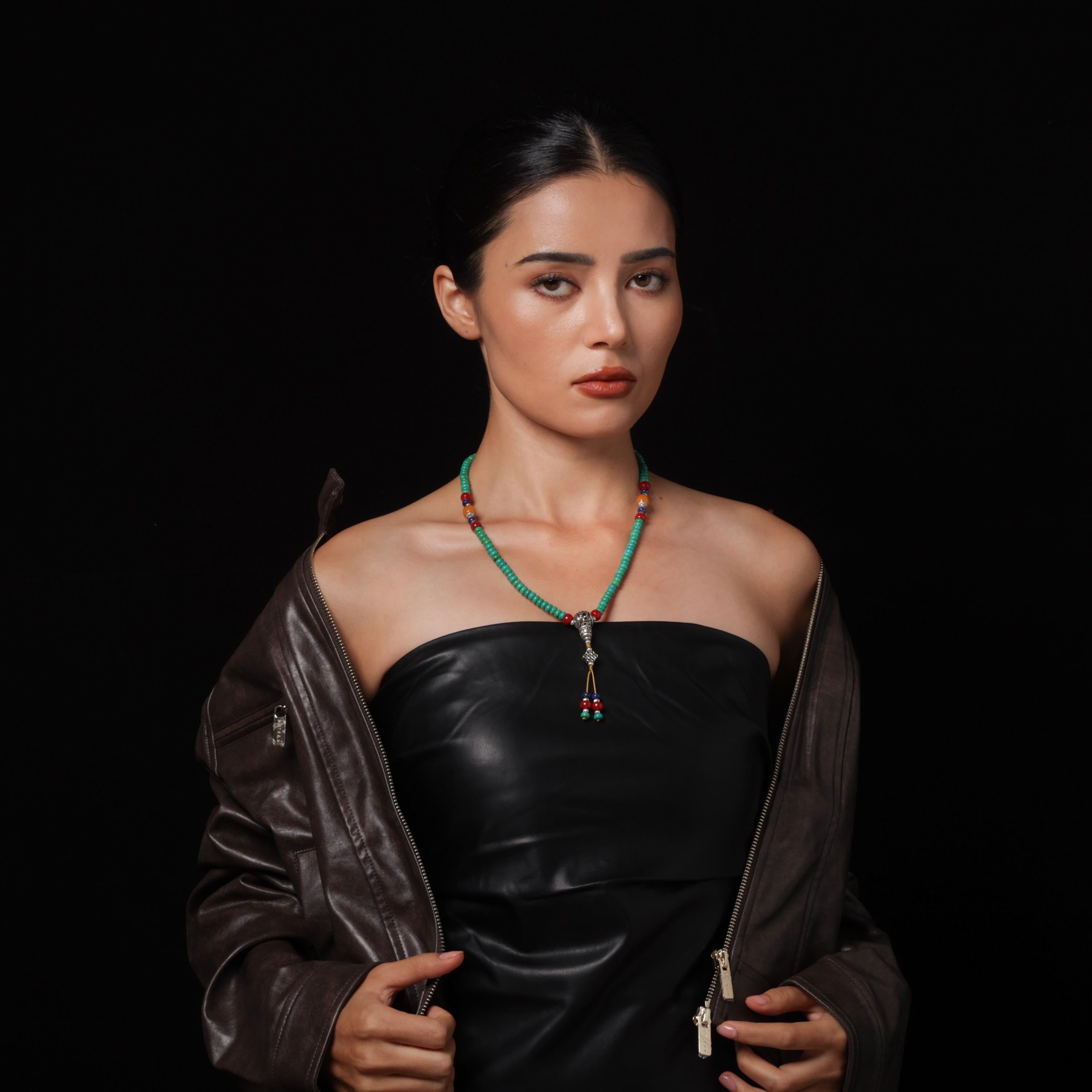 Turquoise Dzi Bead Necklace