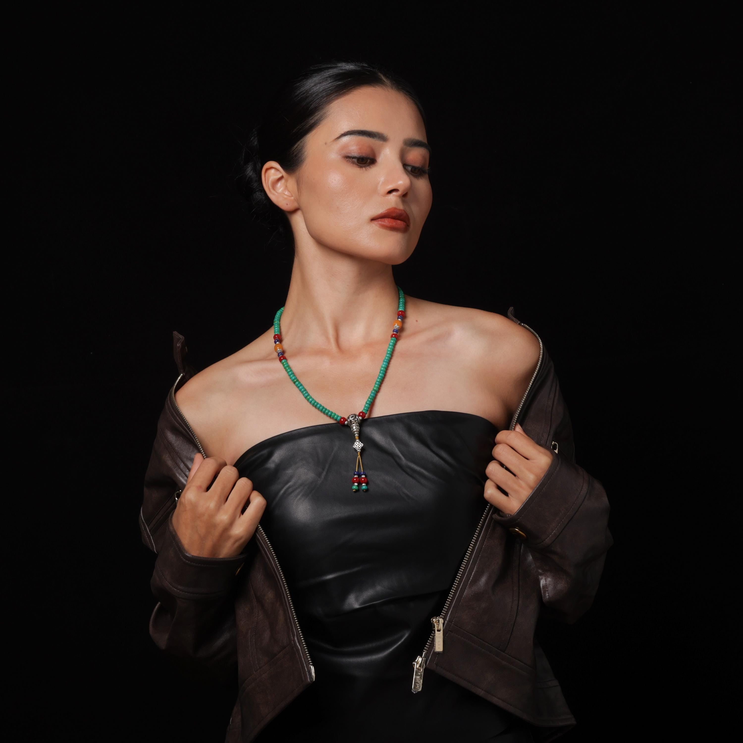 Turquoise Dzi Bead Necklace