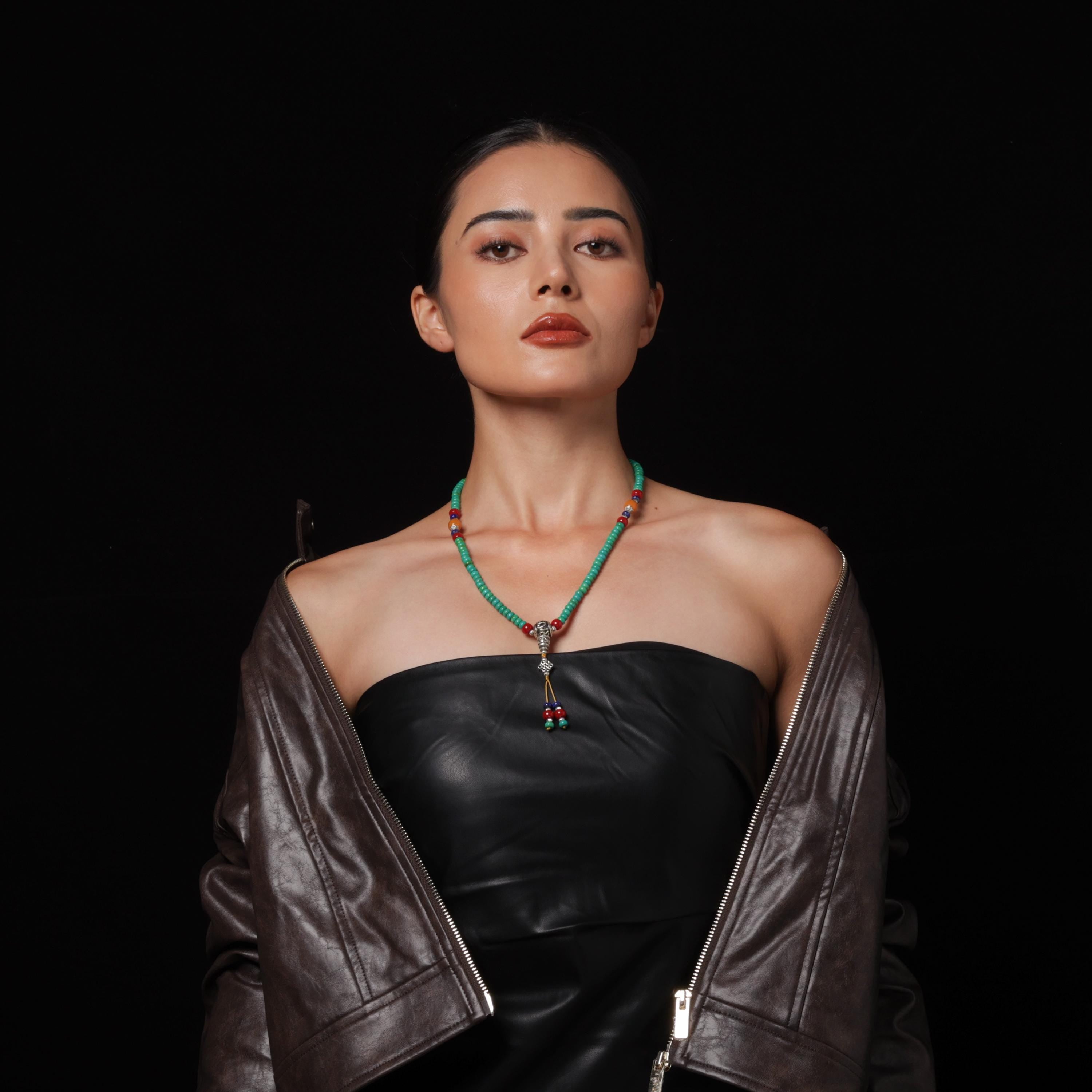 Turquoise Dzi Bead Necklace