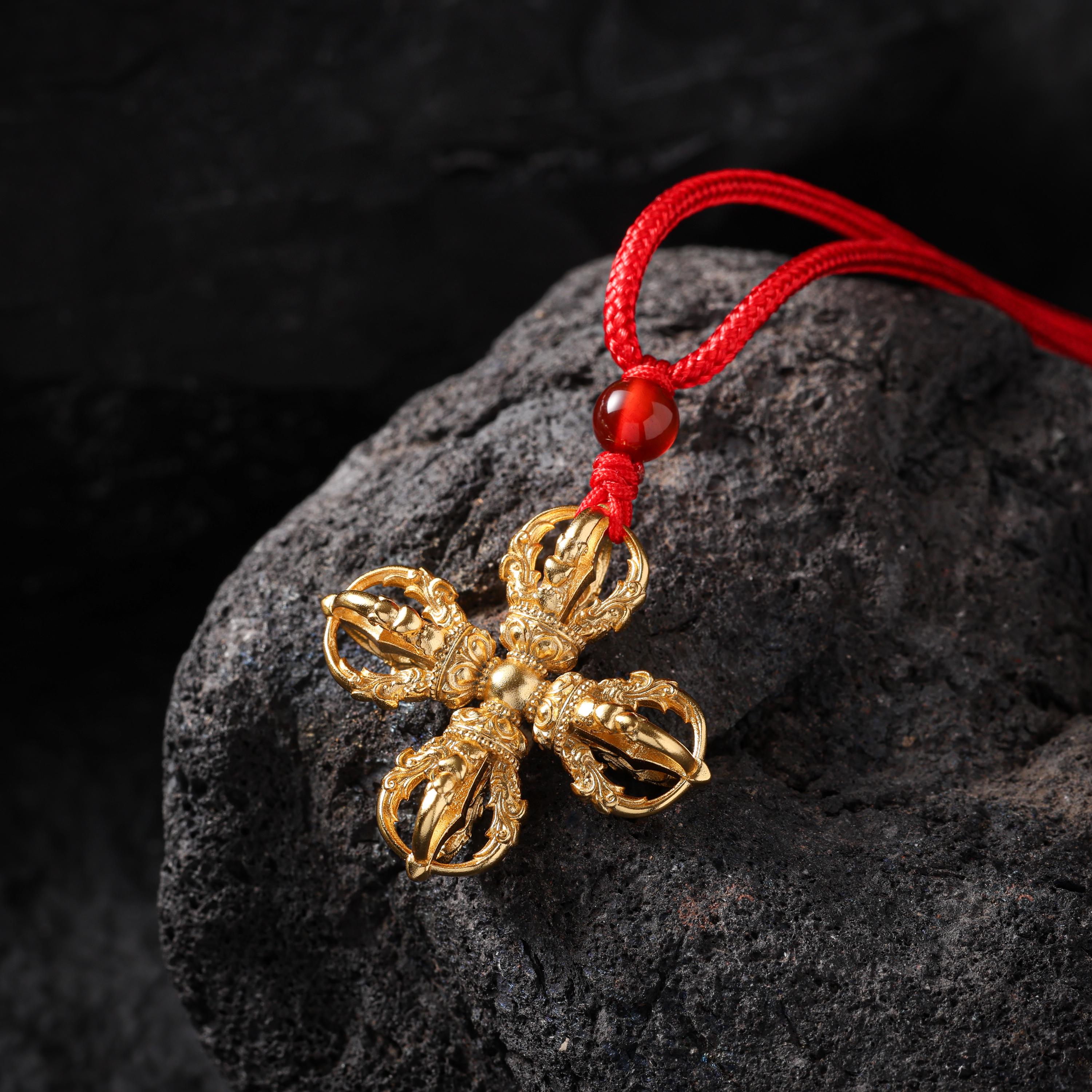 Cross Vajra Pendant Brass Tibetan Amulet