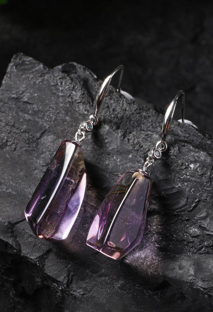 Natural Ametrine Earrings Amethyst-Citrine Quartz