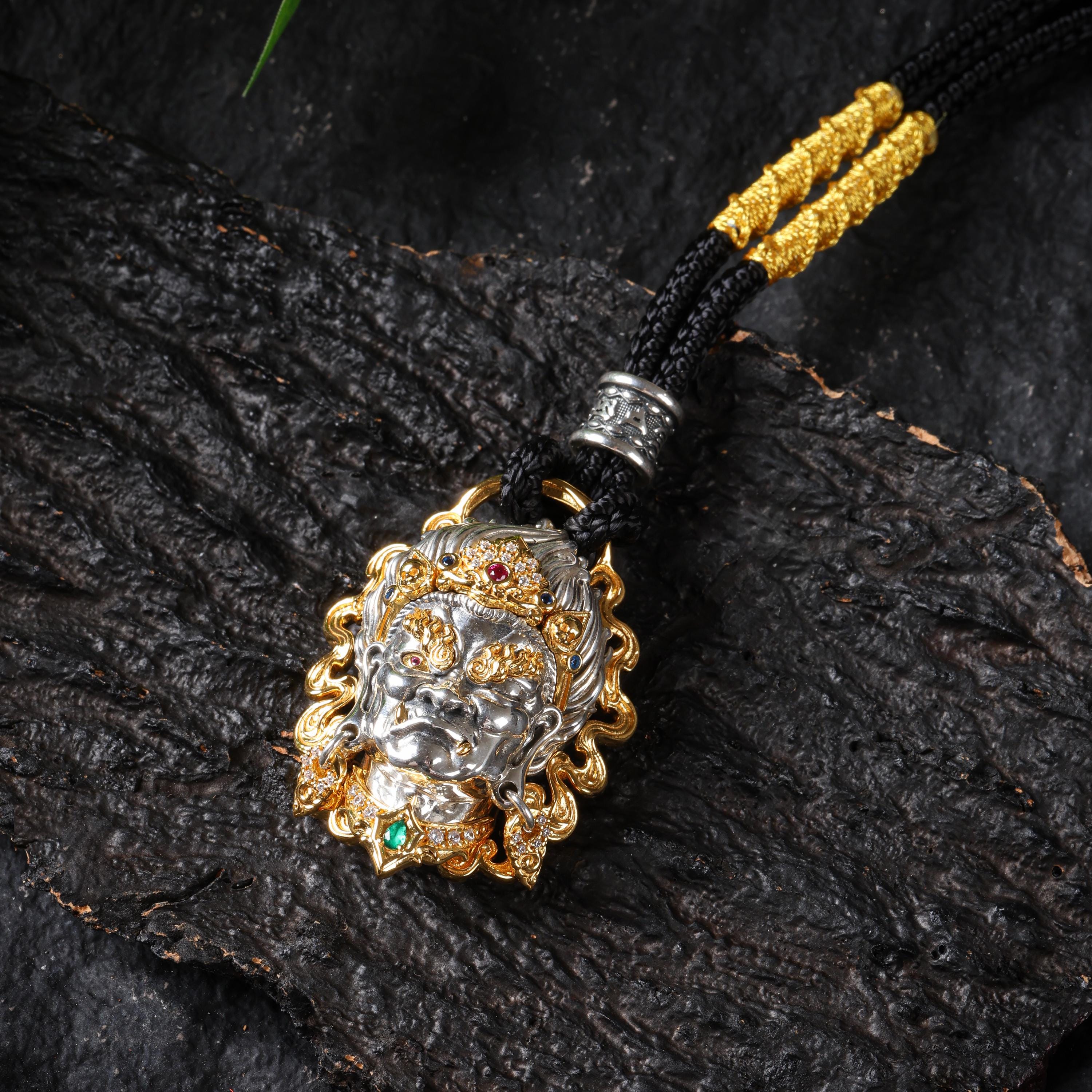 Acala Fudo Myo-o Pendant Silver 24K Gold Vermeil