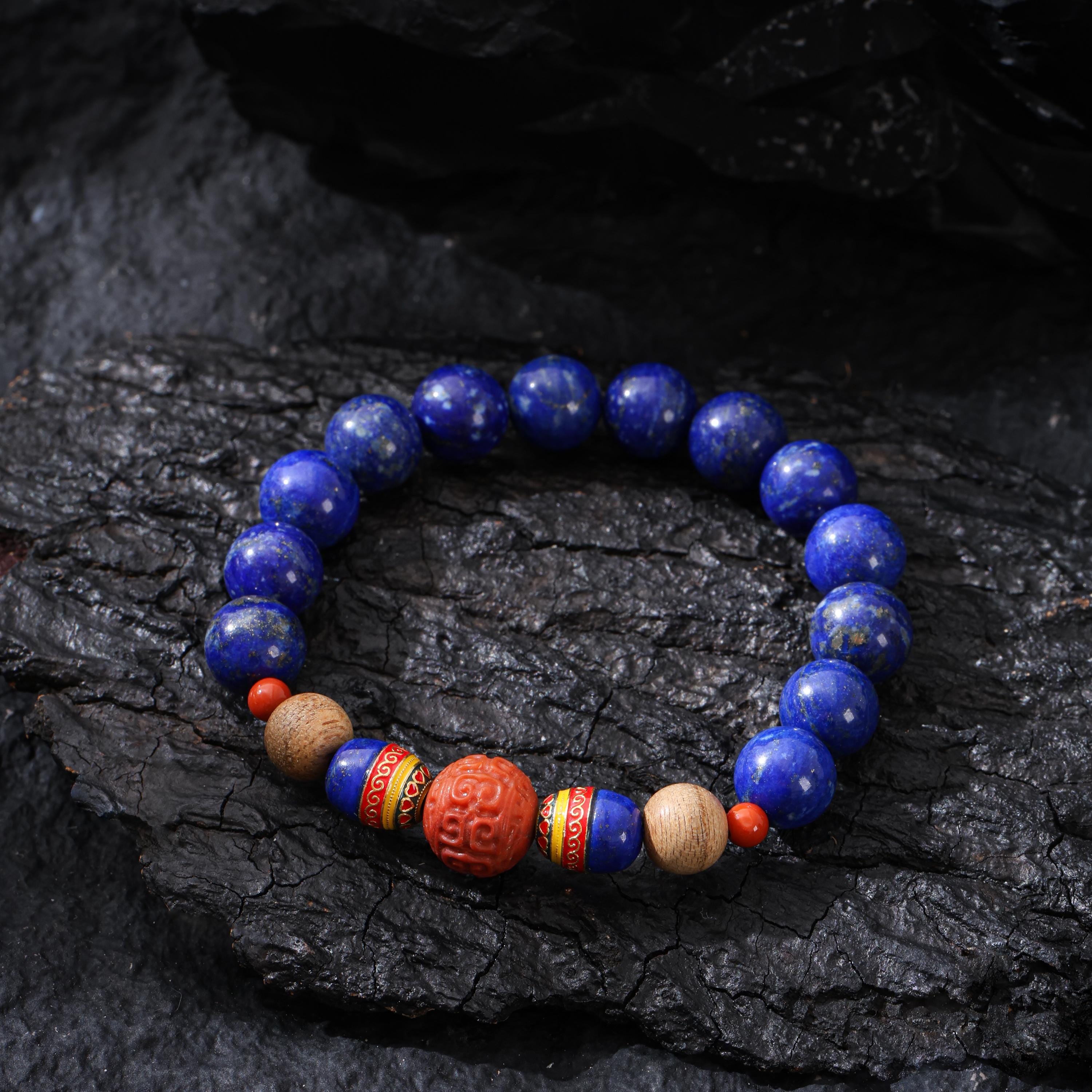 Lapis Lazuli bracelet with Red Agate Gold-plated