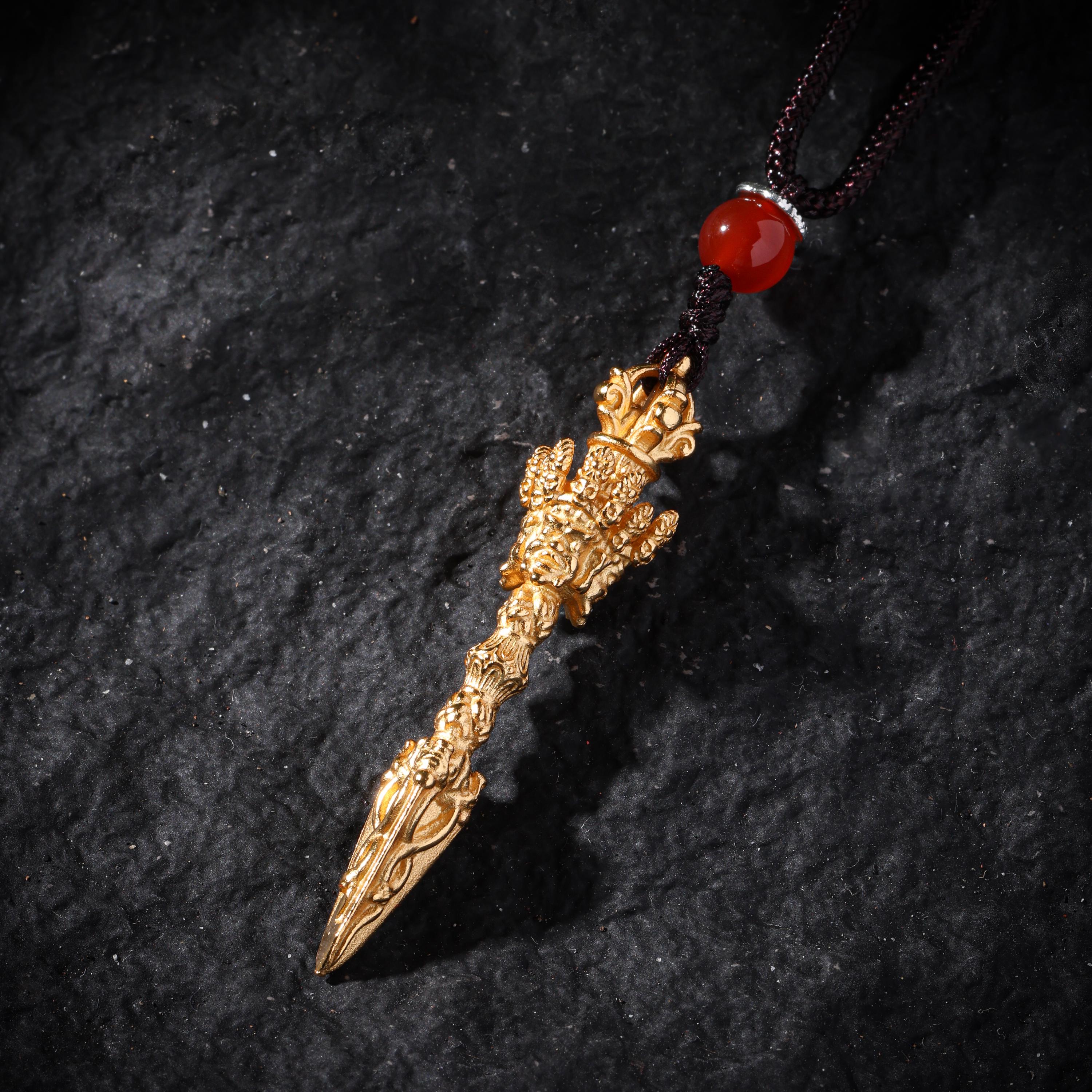 24K Gold Plated Phurba Pendant