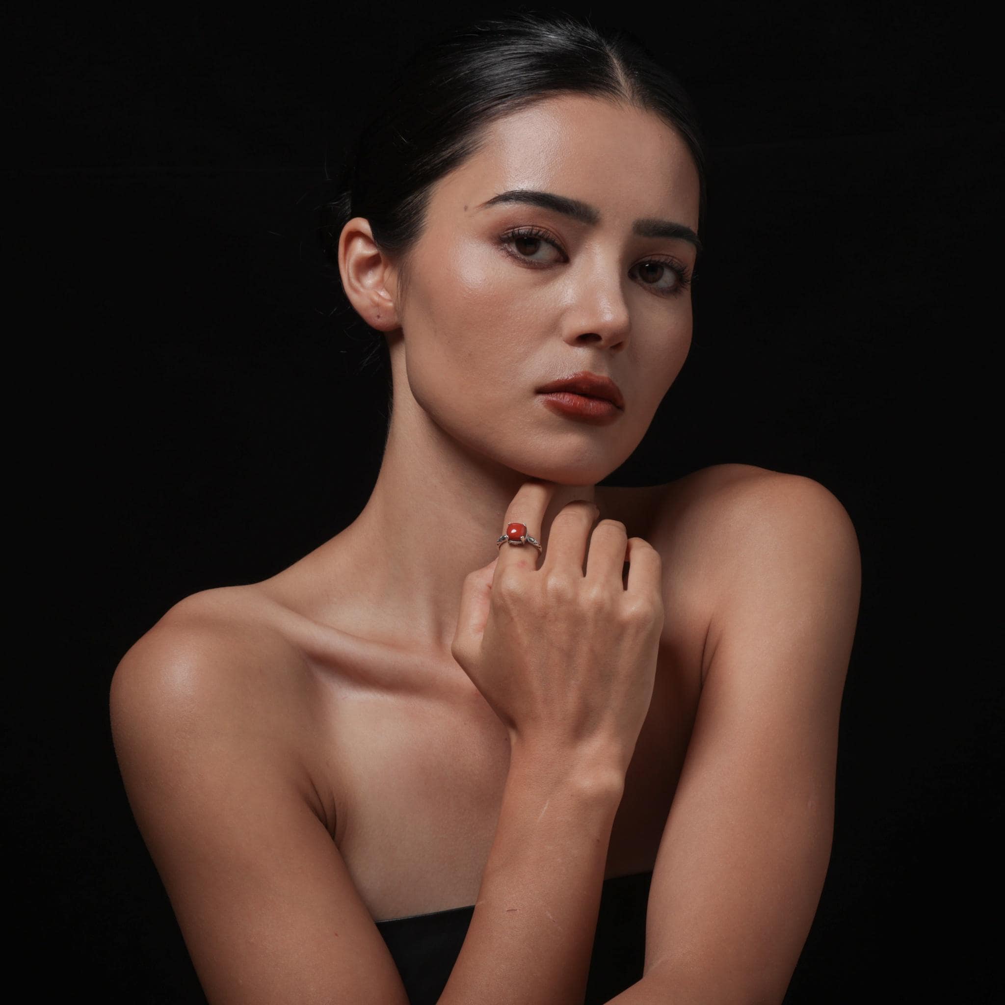 Tibetan Red Agate Sterling Silver Ring Adjustable