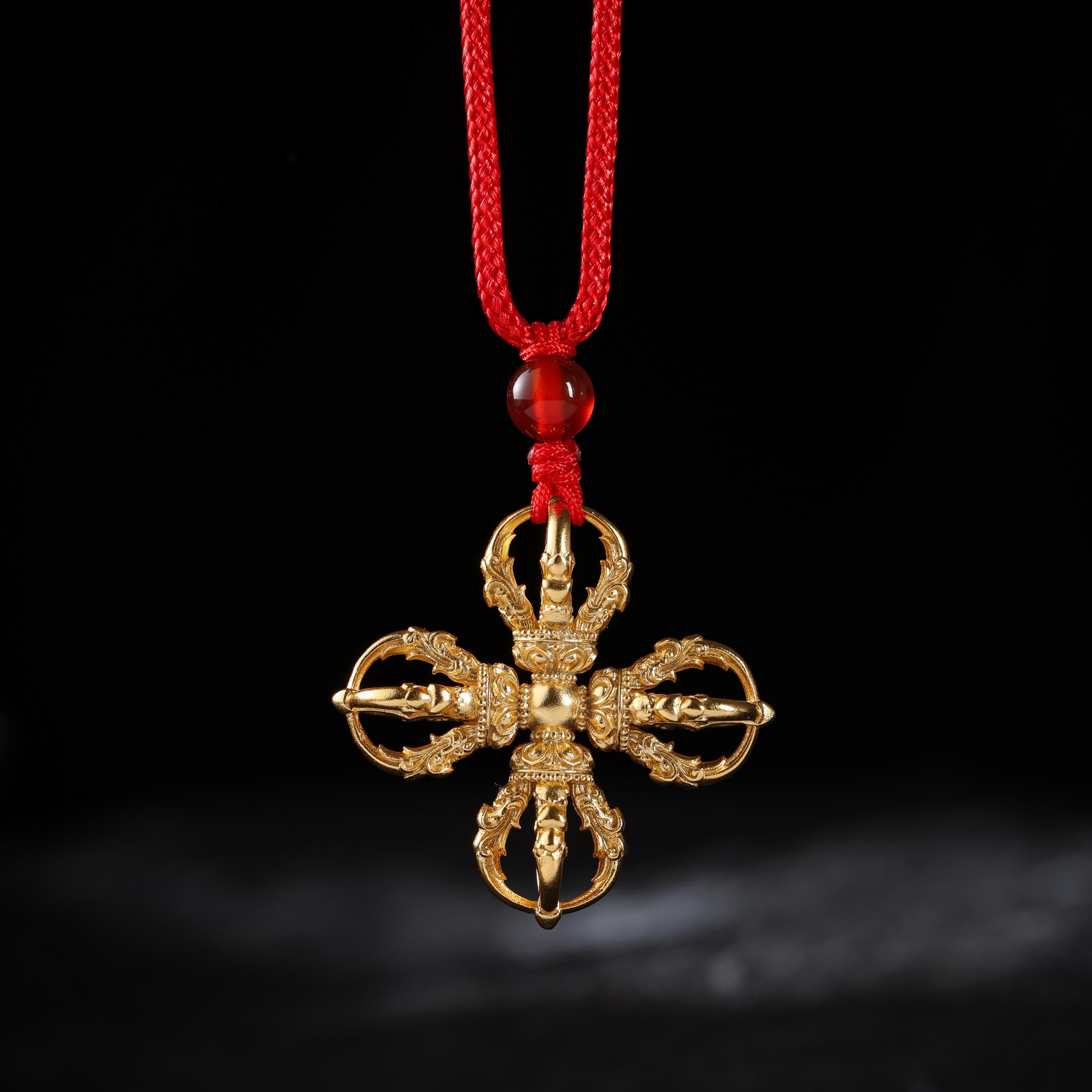 Cross Vajra Pendant Brass Tibetan Amulet