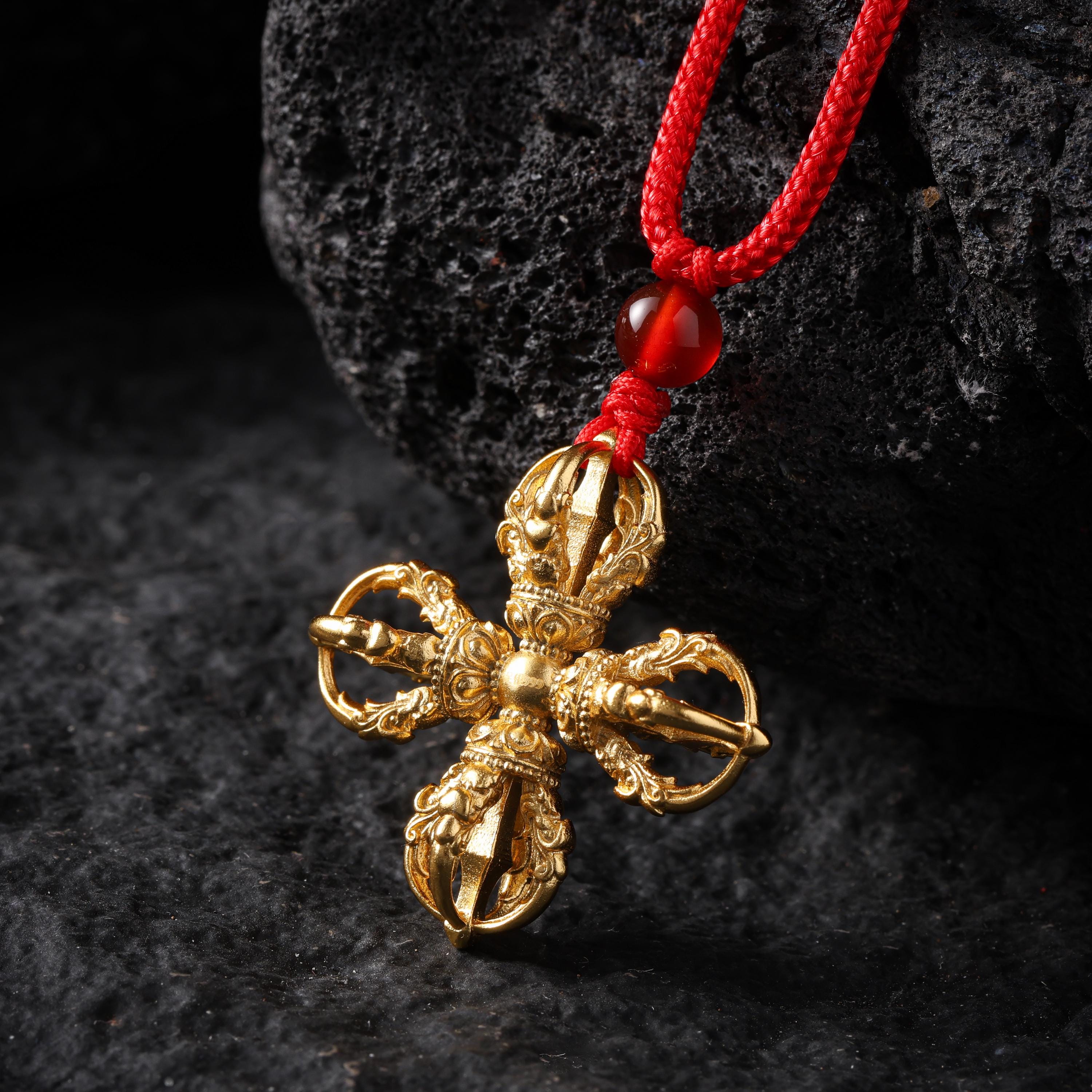 Cross Vajra Pendant Brass Tibetan Amulet