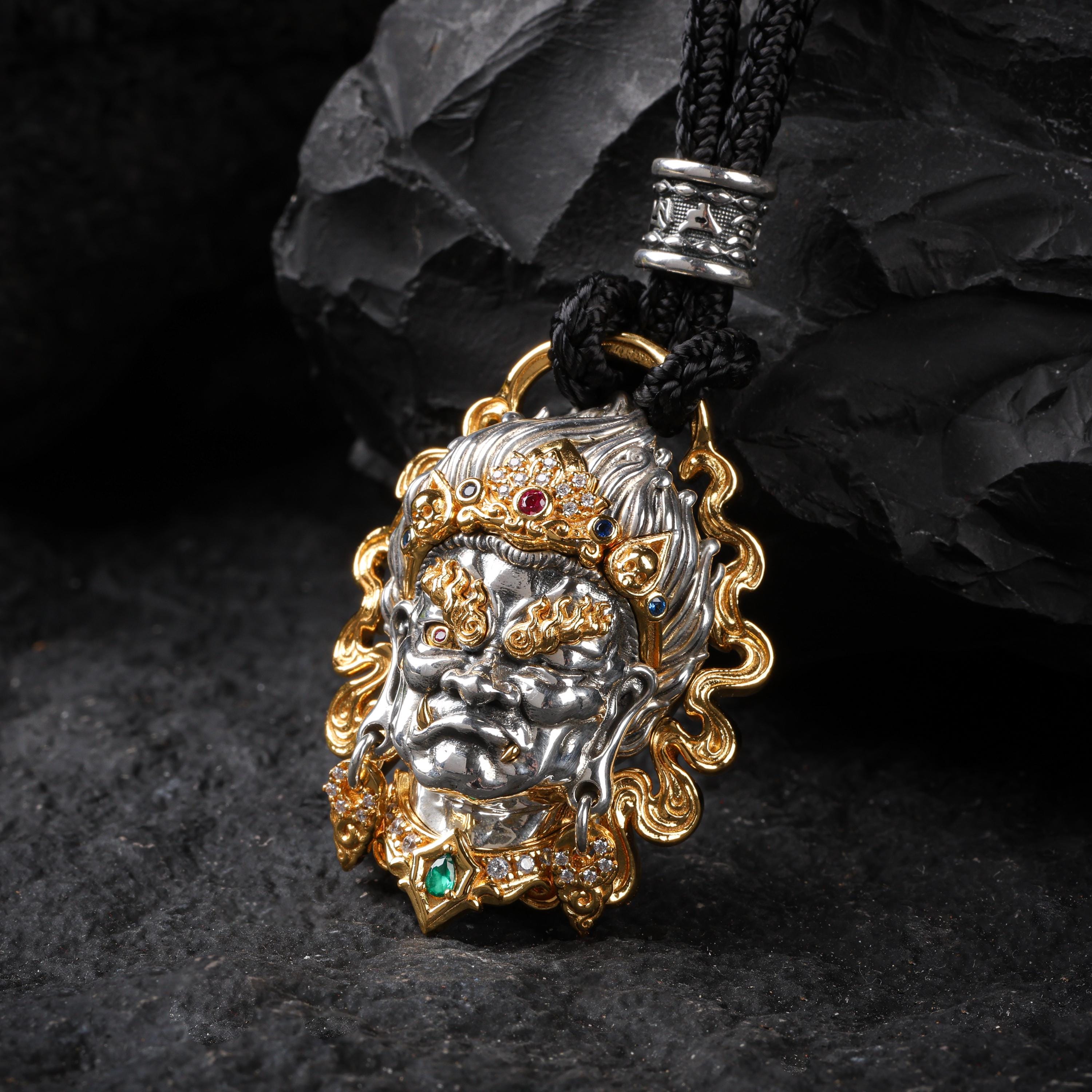 Acala Fudo Myo-o Pendant Silver 24K Gold Vermeil