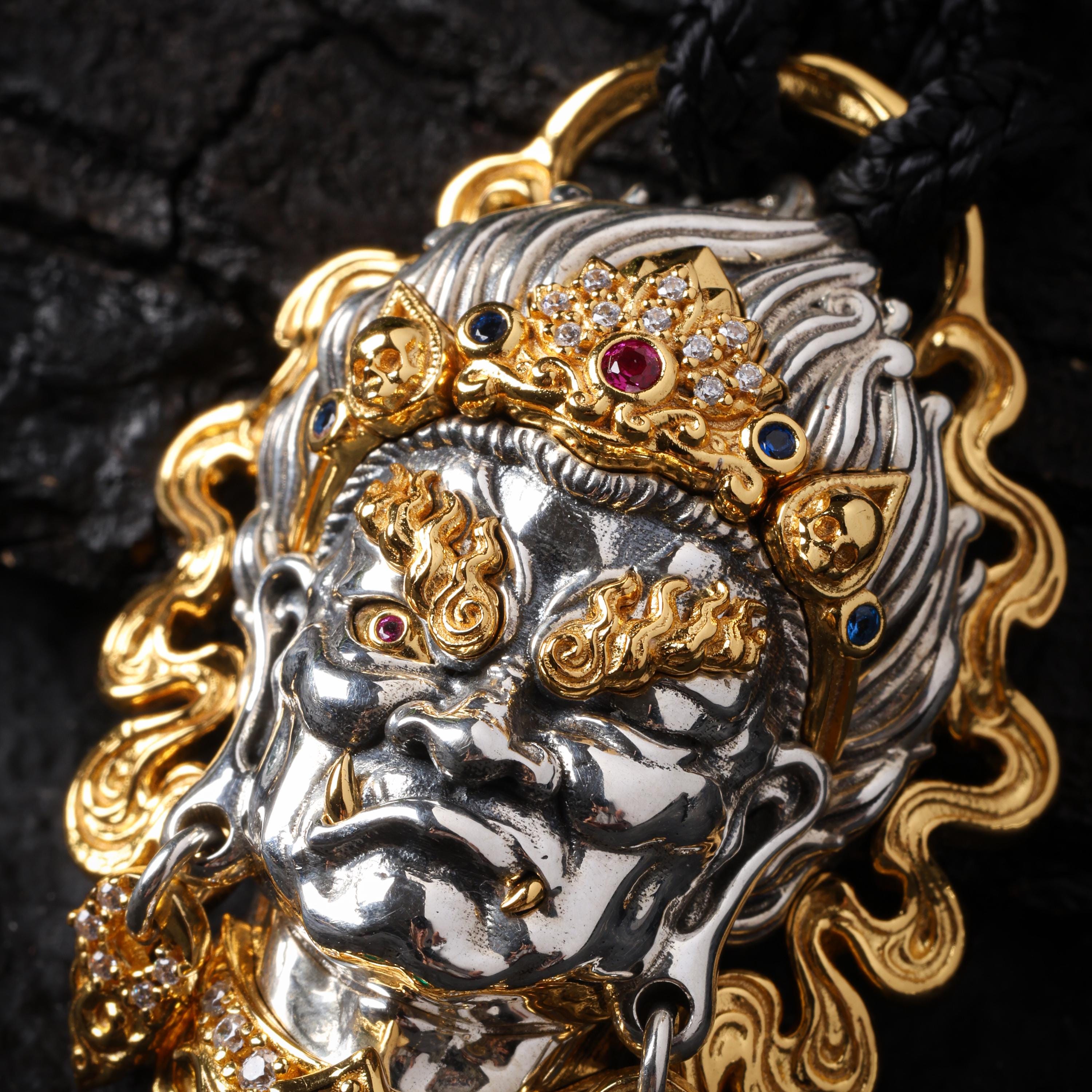 Acala Fudo Myo-o Pendant Silver 24K Gold Vermeil