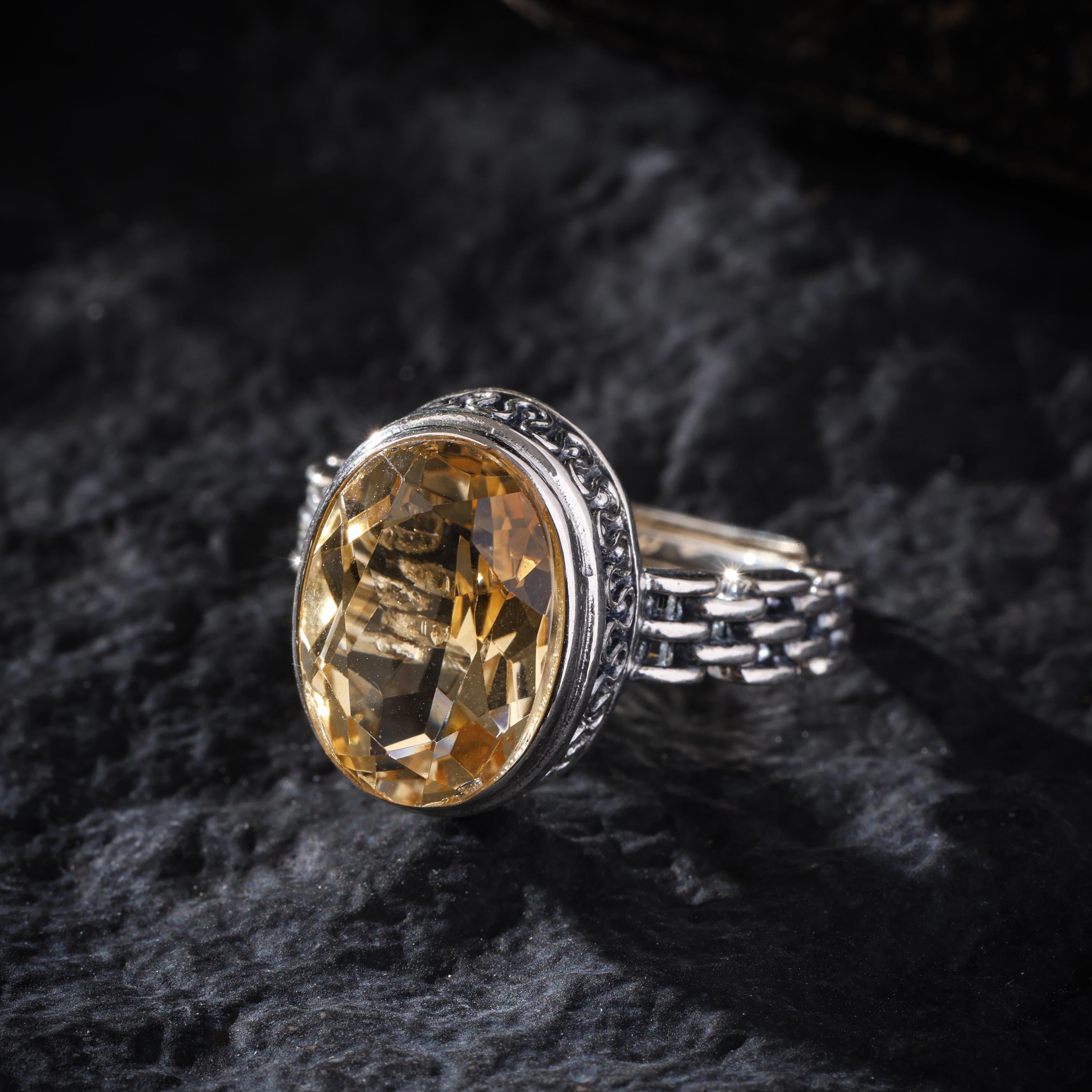Natural Citrine Ring Sterling Silver