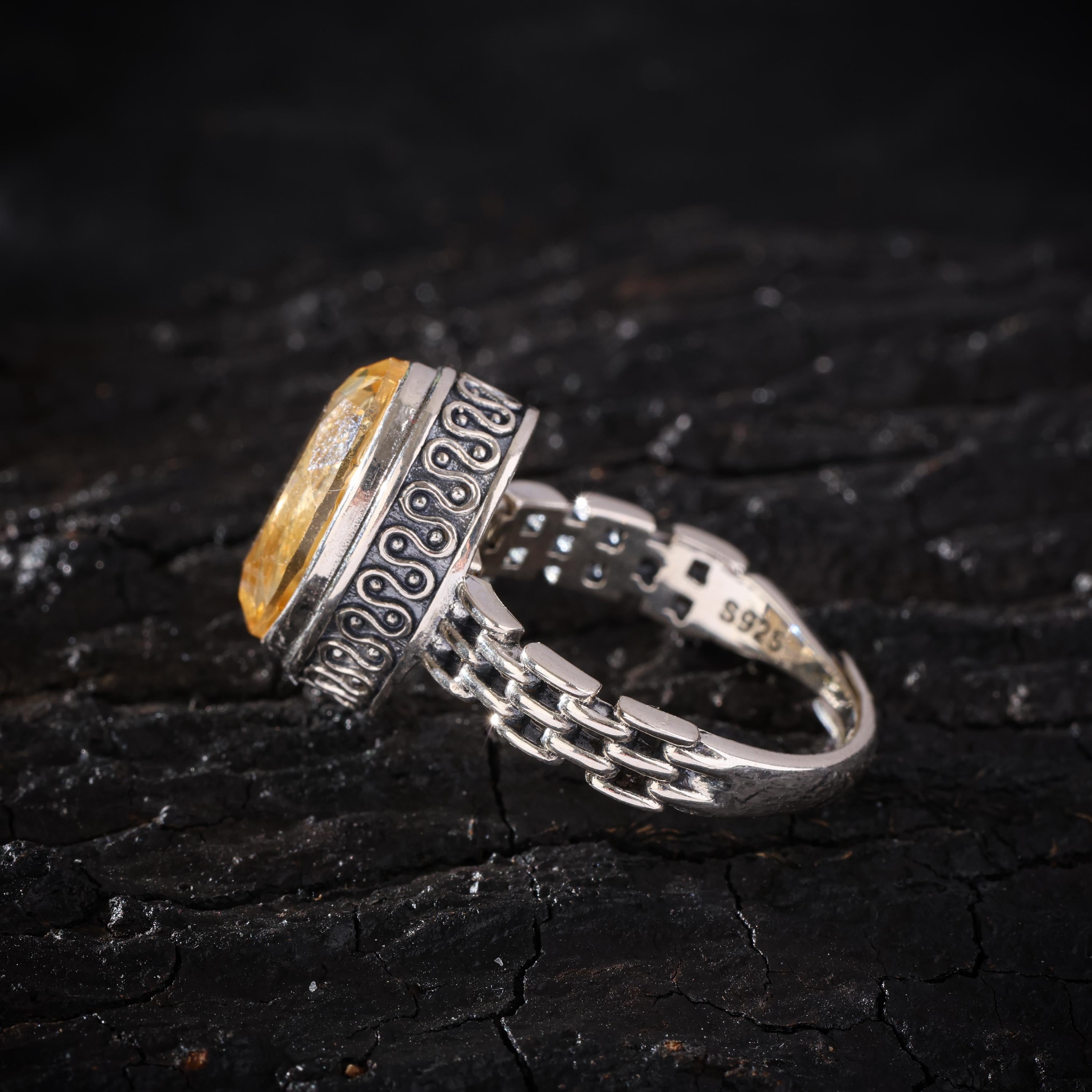 Natural Citrine Ring Sterling Silver