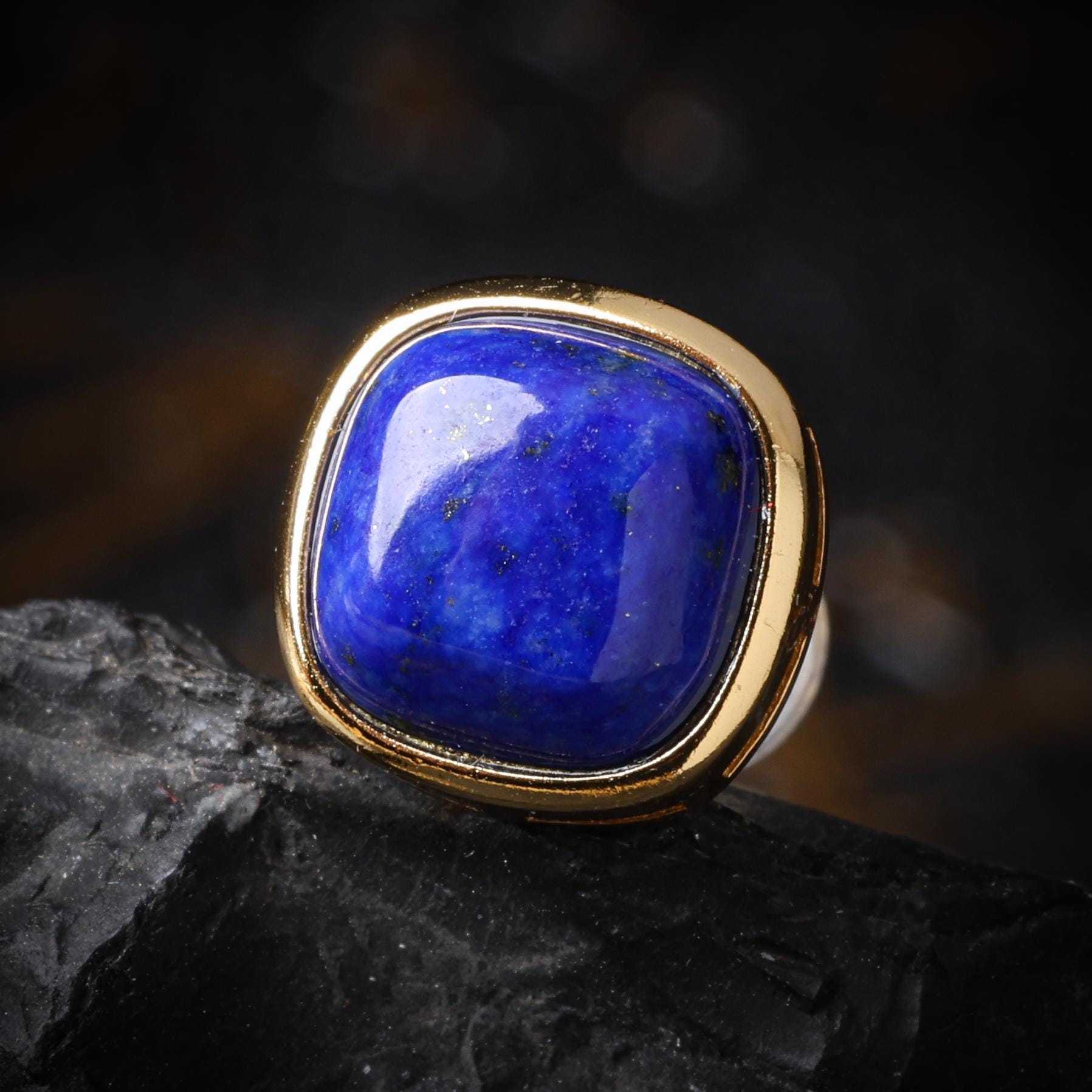 Gold Plated Lapis Lazuli Geometric Earrings