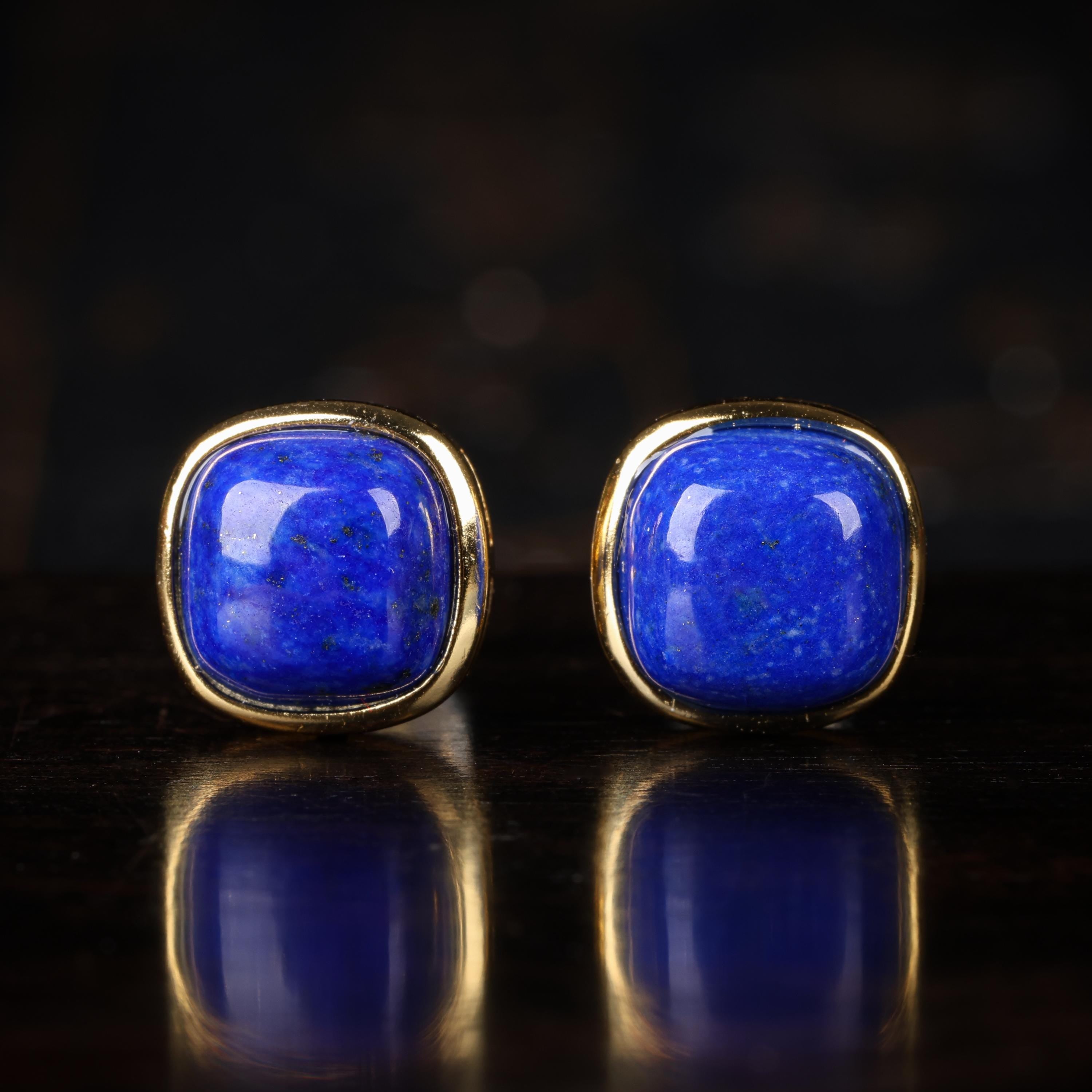 Gold Plated Lapis Lazuli Geometric Earrings