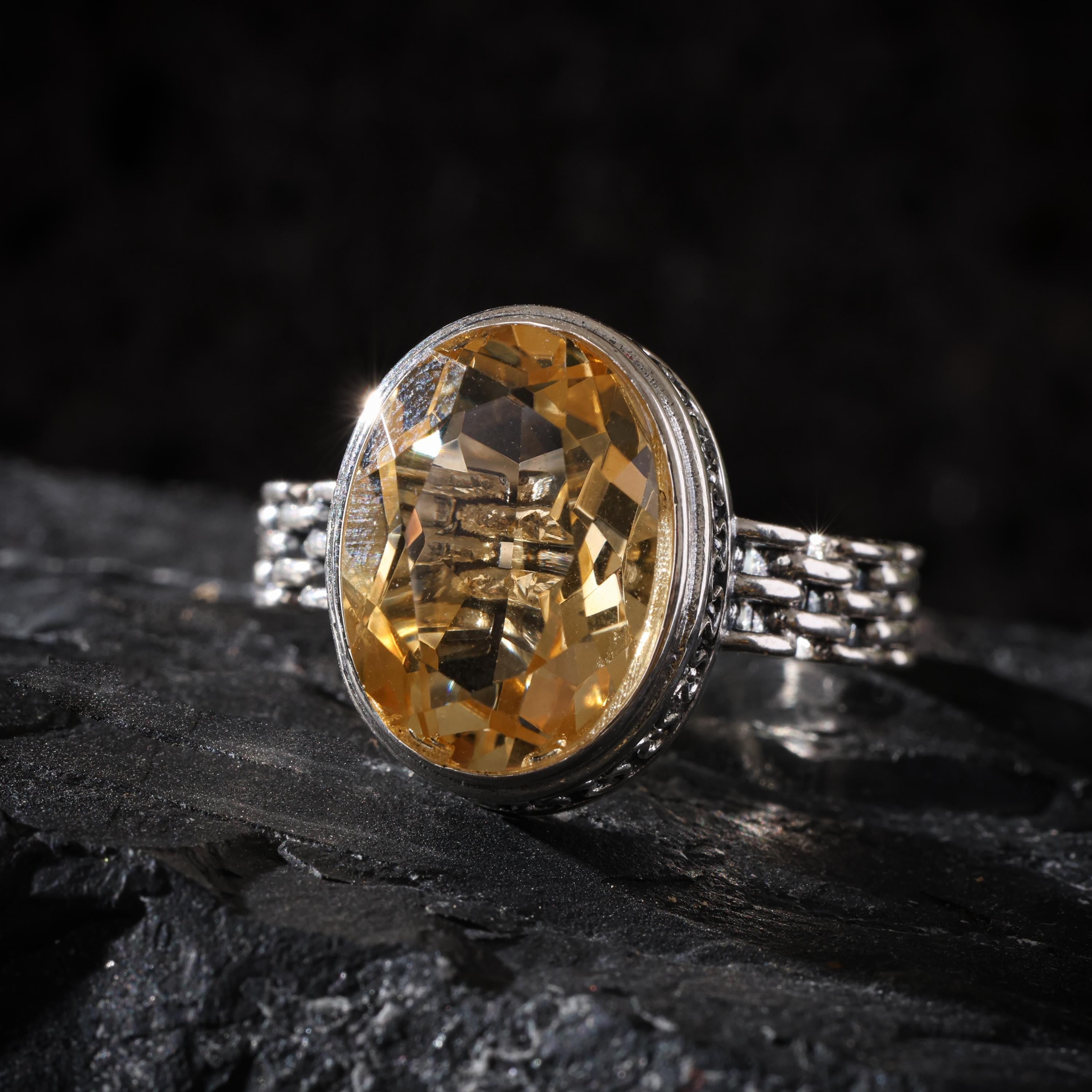 Natural Citrine Ring Sterling Silver