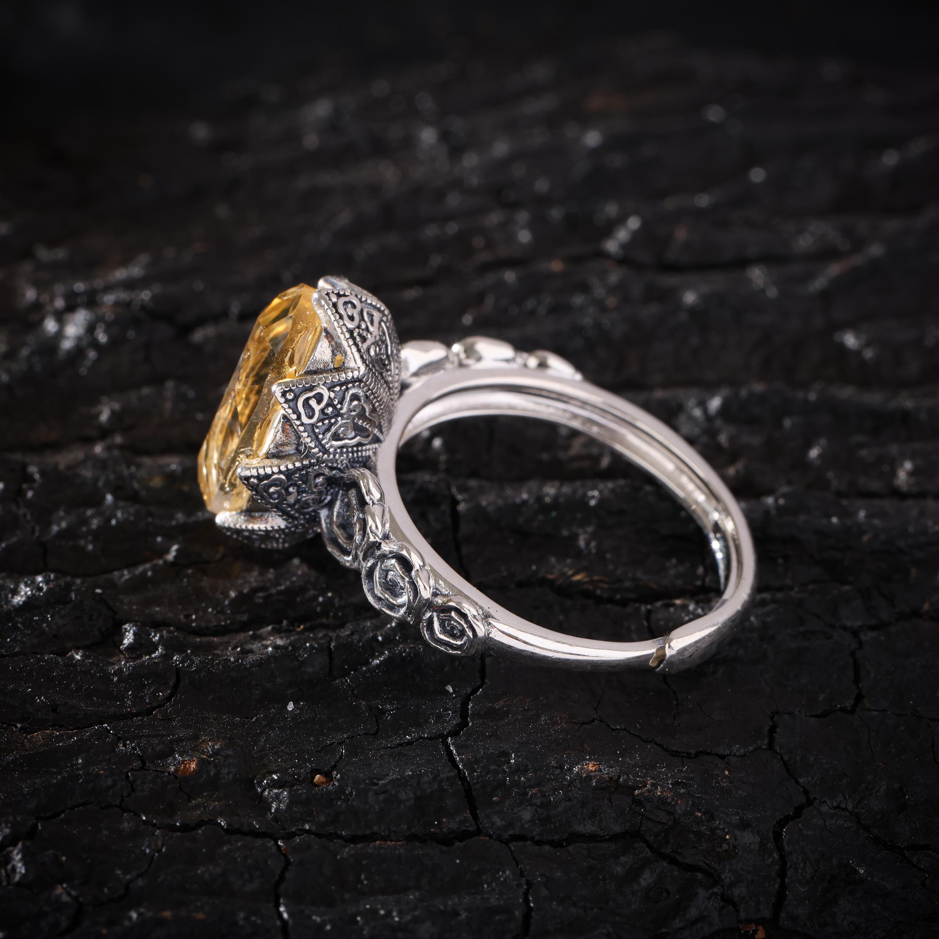 Natural Citrine Ring Sterling Silver