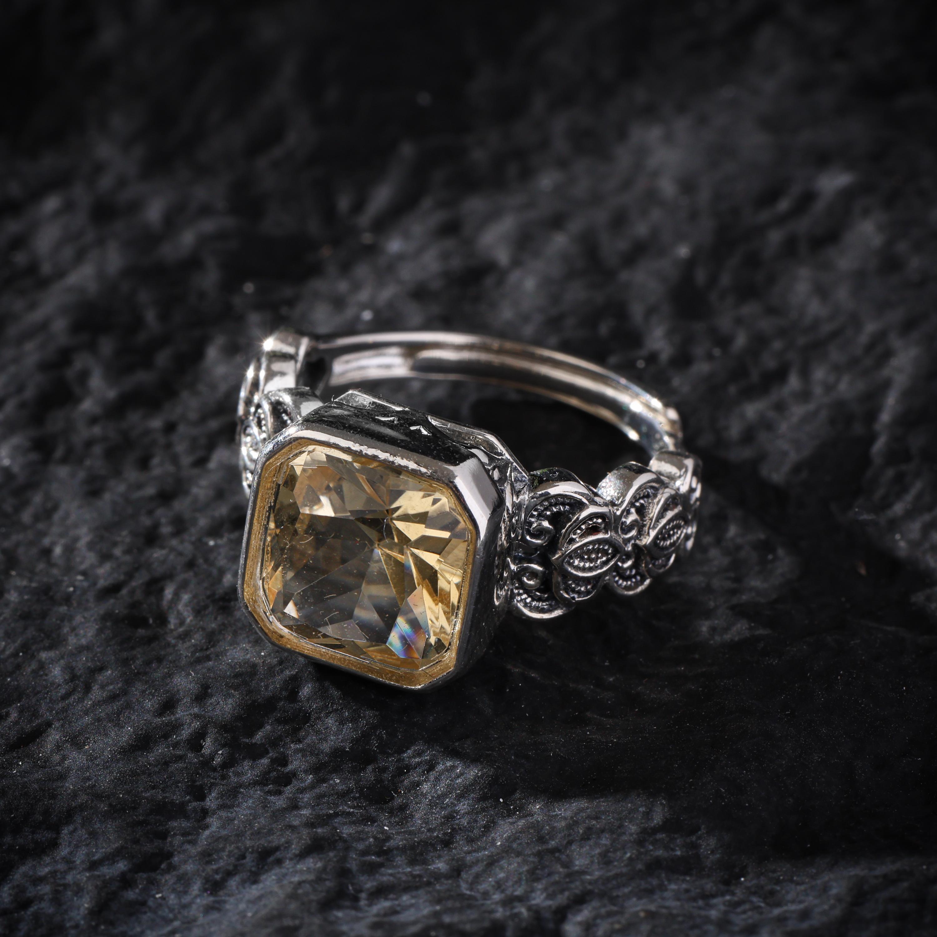 Natural Citrine Ring Sterling Silver