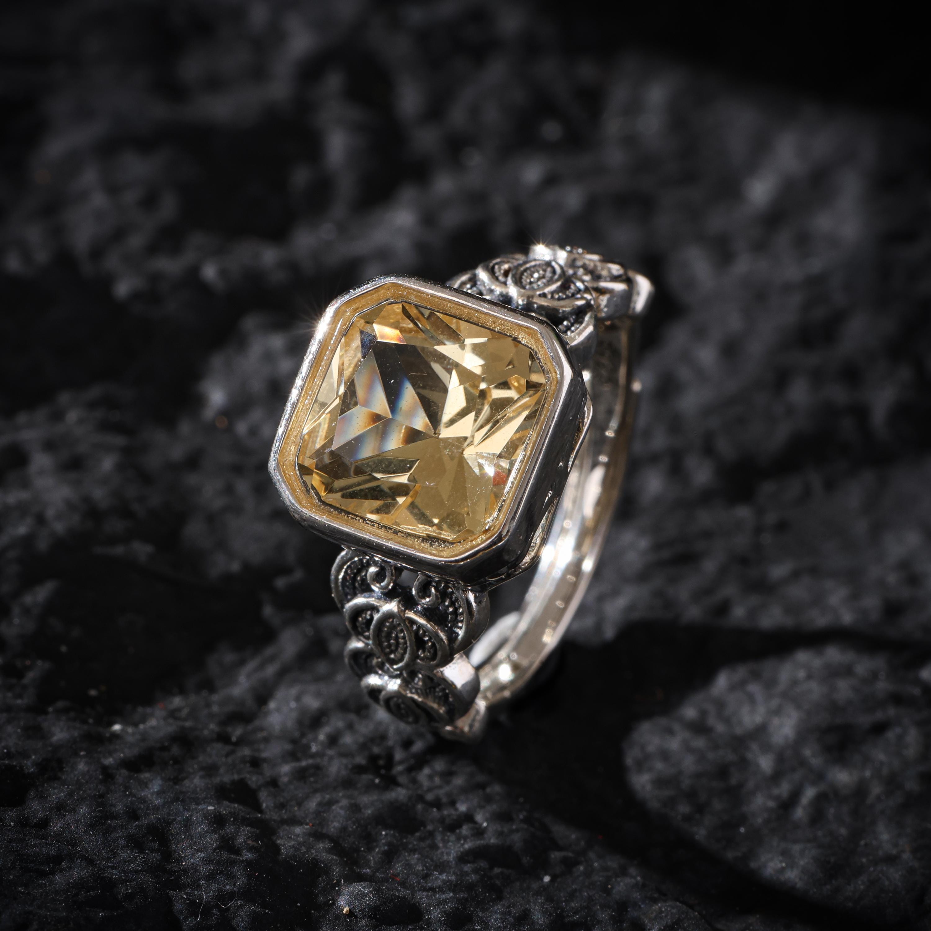 Natural Citrine Ring Sterling Silver