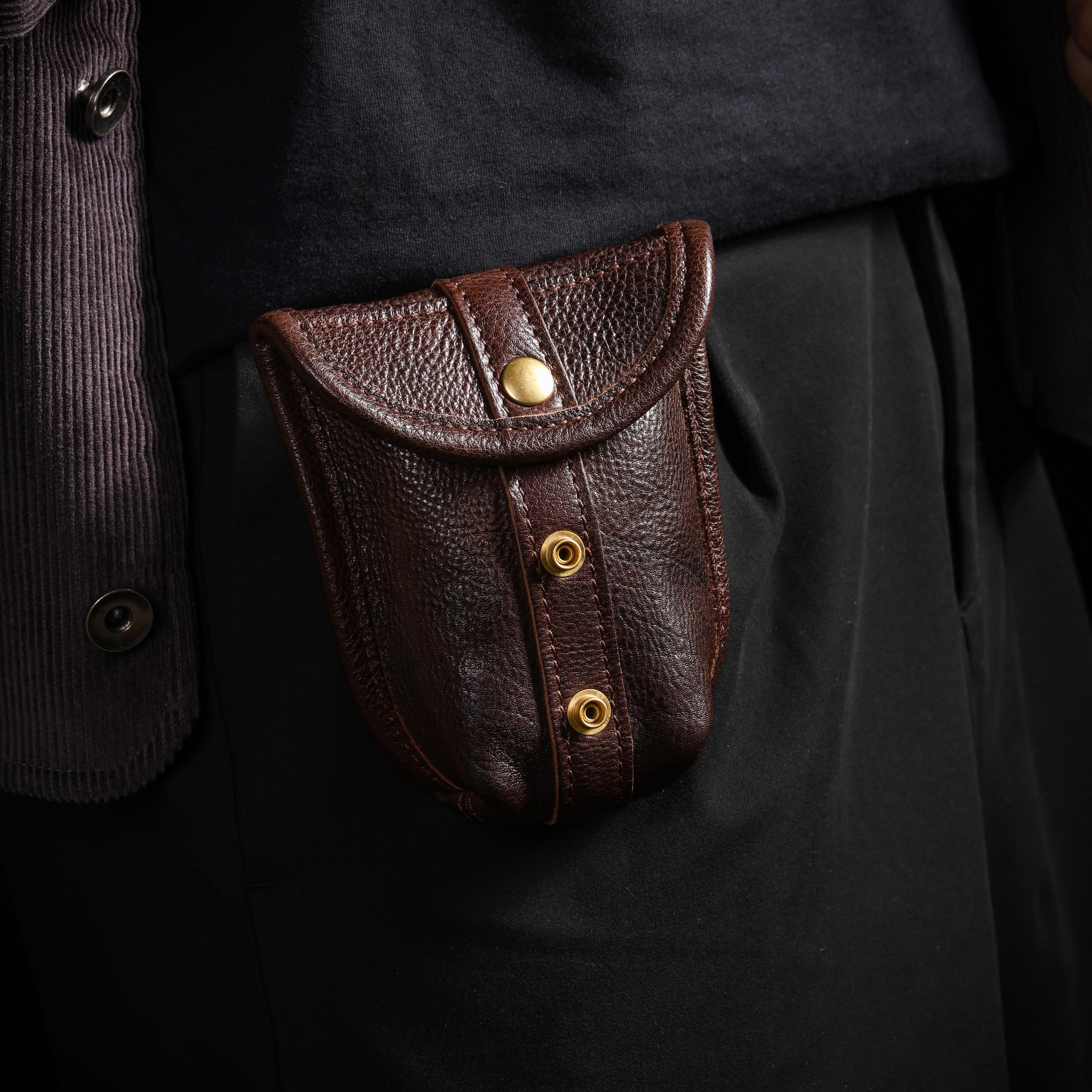 AURA DEER Jewelry Leather Pouch | Full-Grain Cowhide | Small Carry Pouch | Belt or Bag Accessory