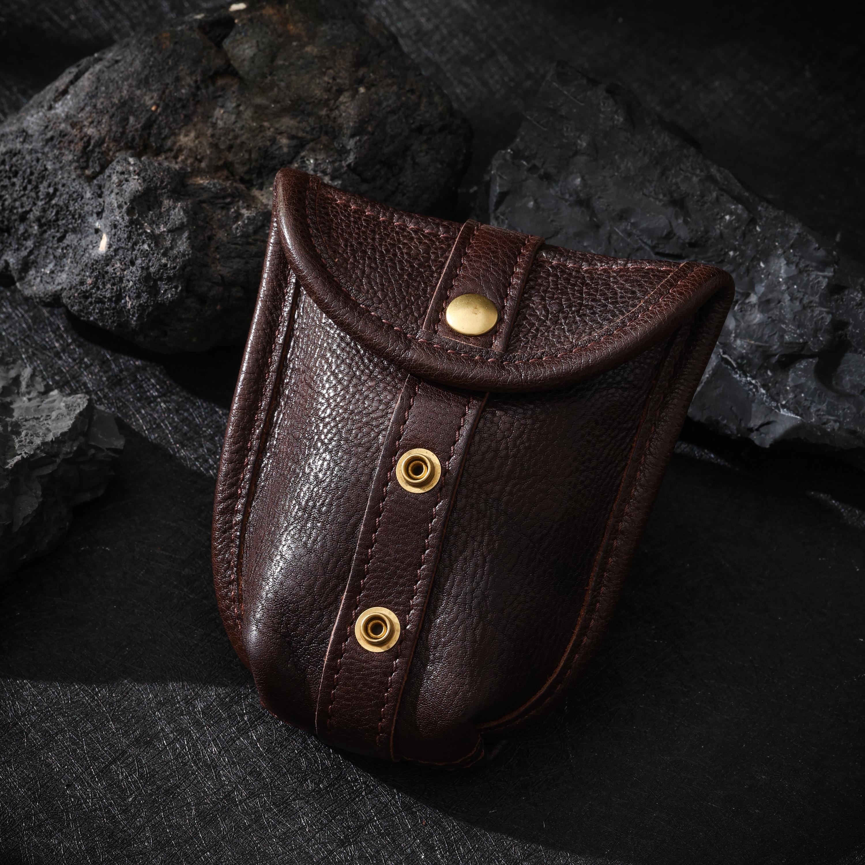 AURA DEER Jewelry Leather Pouch | Full-Grain Cowhide | Small Carry Pouch | Belt or Bag Accessory