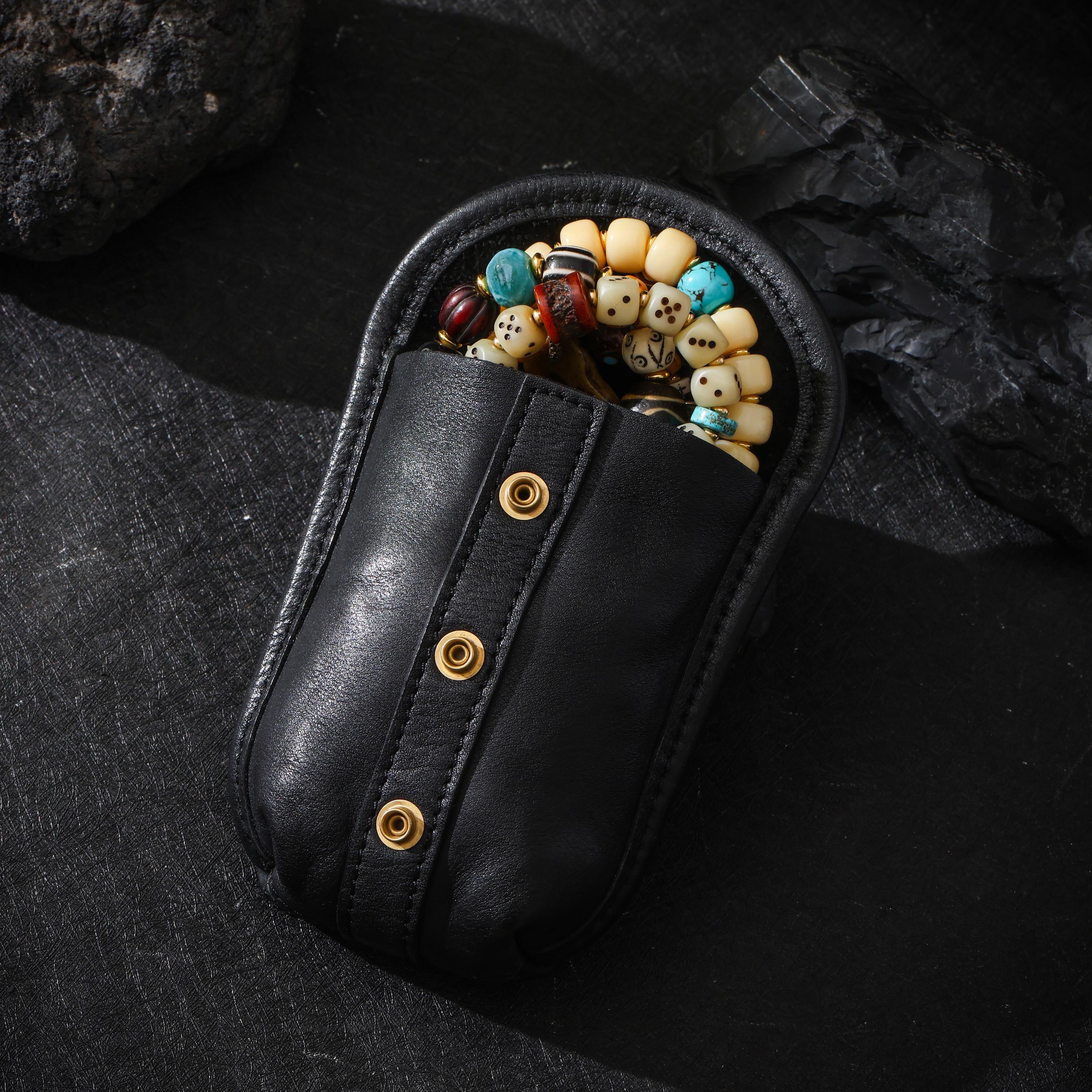 AURA DEER Jewelry Leather Pouch | Full-Grain Cowhide | Small Carry Pouch