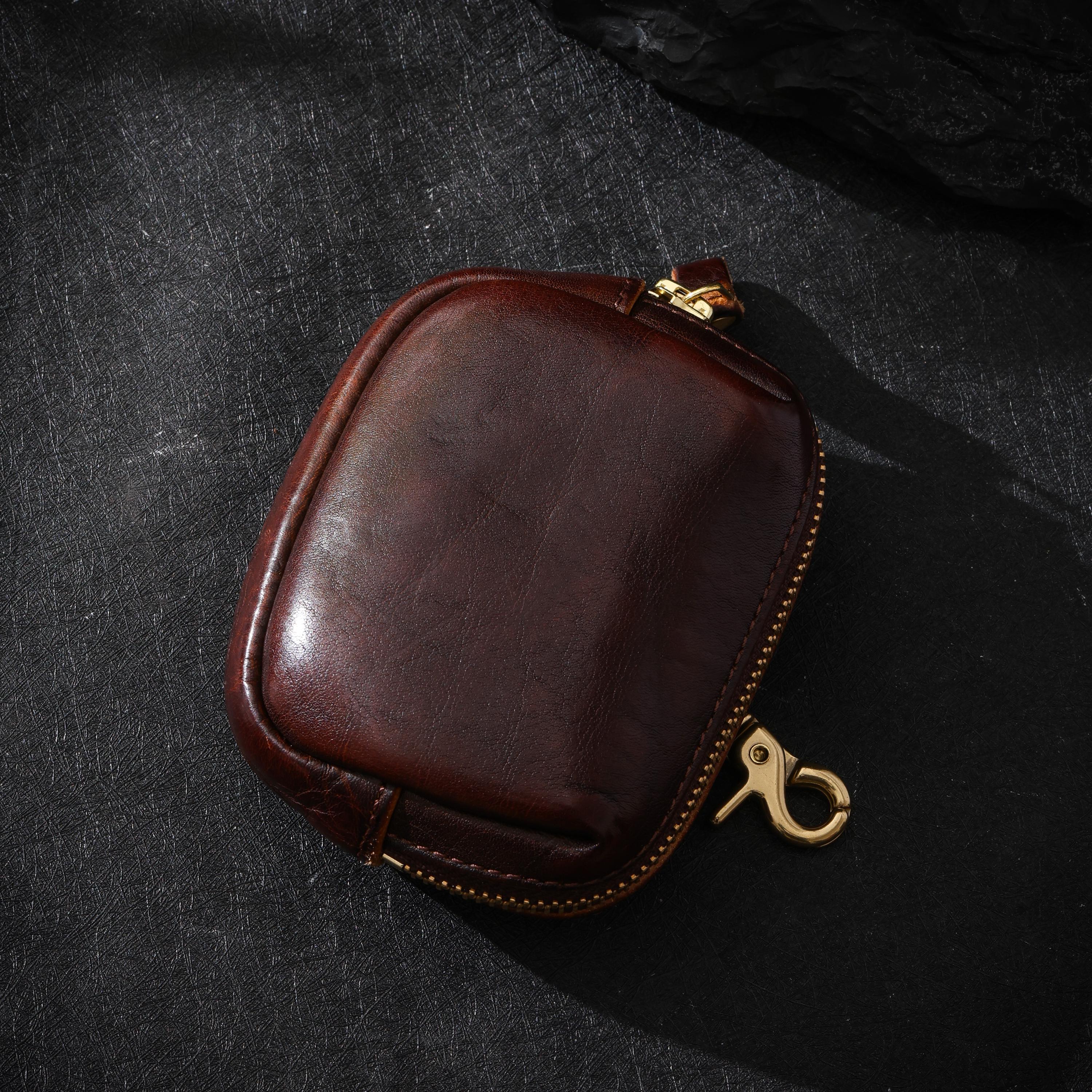 AURA DEER Oiled Cowhide Jewelry Pouch | Full-Grain Cowhide Leather Mini Travel Case