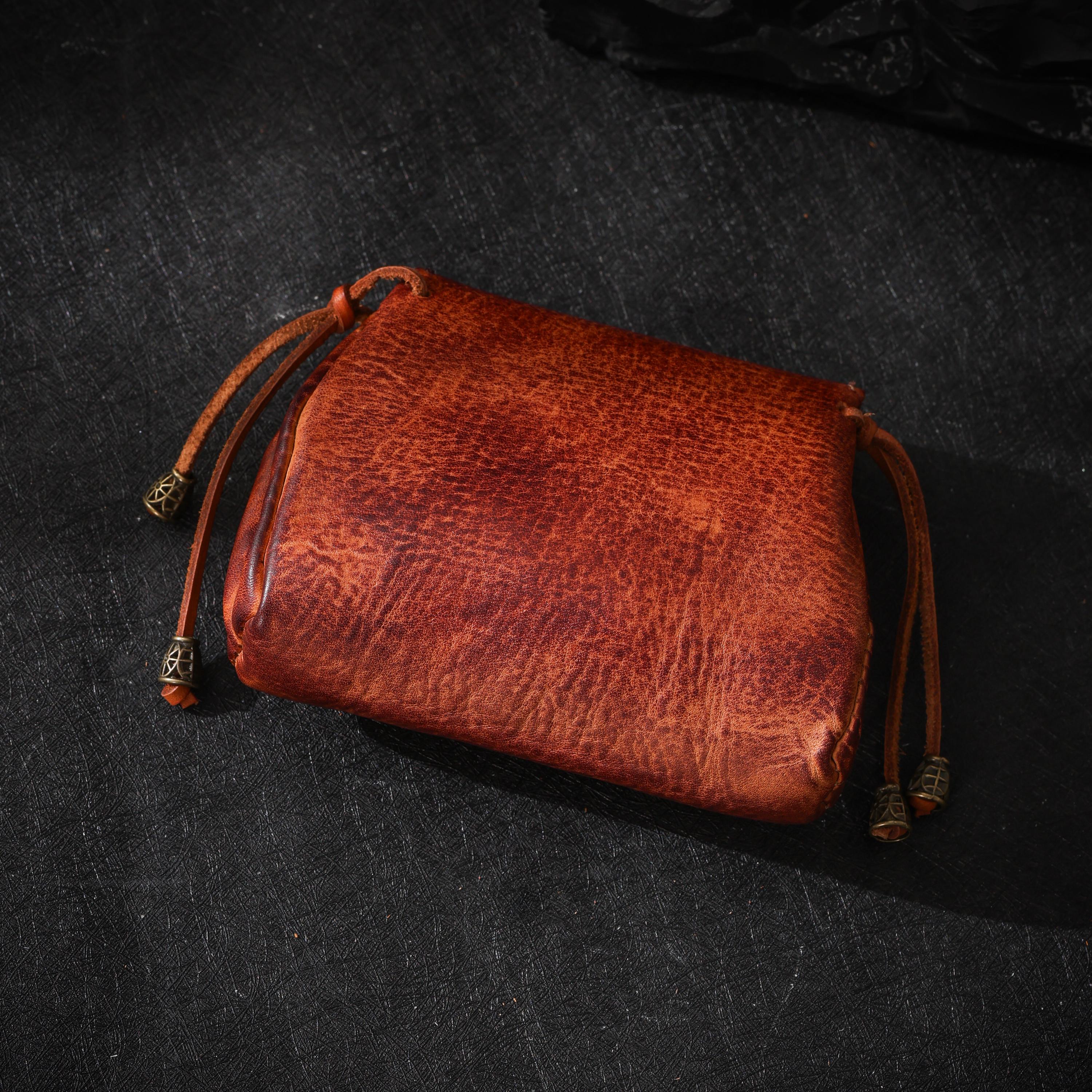 AURA DEER Leather Jewelry Pouch | Full-Grain Cowhide | Velvet Lined | Roomy Travel Pouch