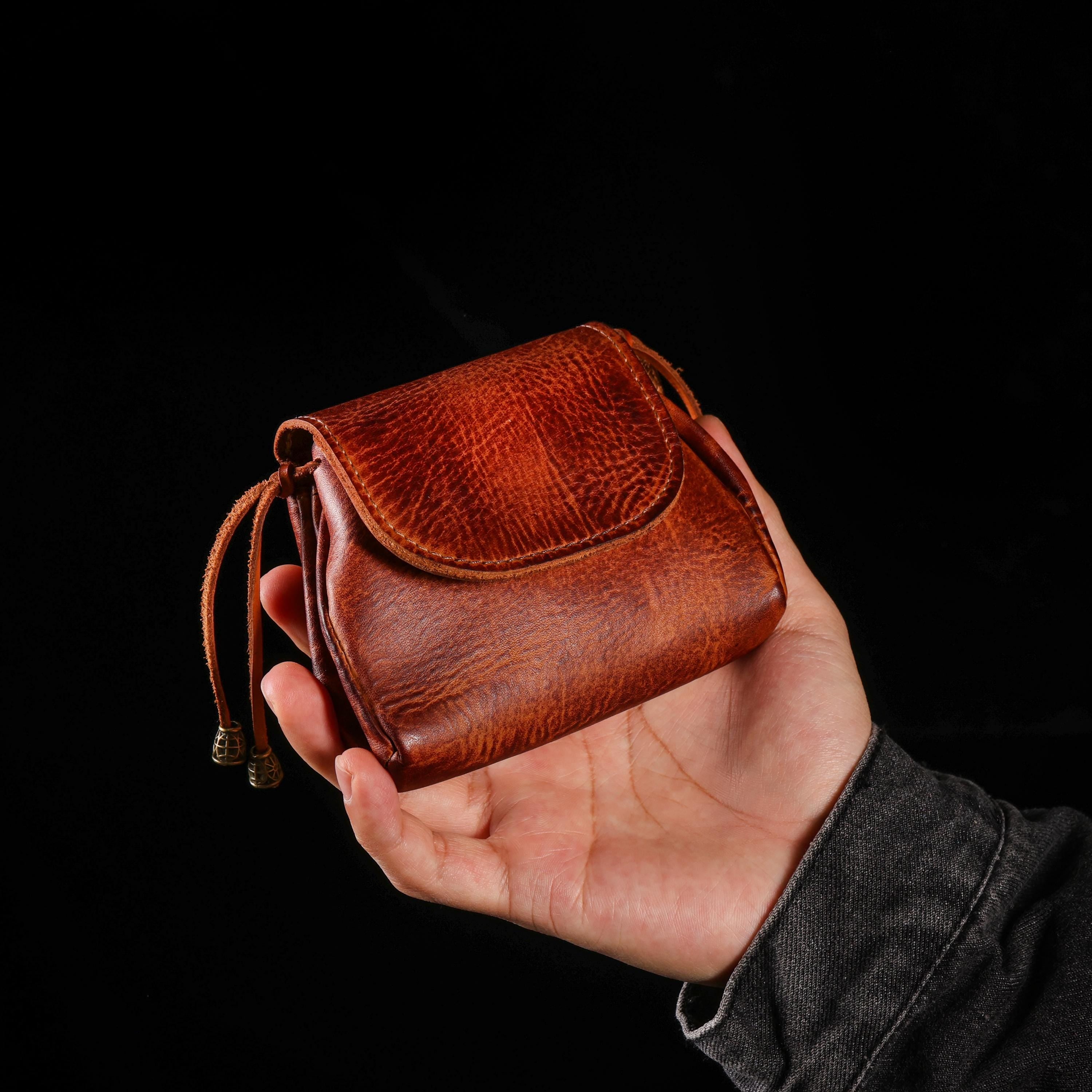 AURA DEER Leather Jewelry Pouch | Full-Grain Cowhide | Velvet Lined | Roomy Travel Pouch