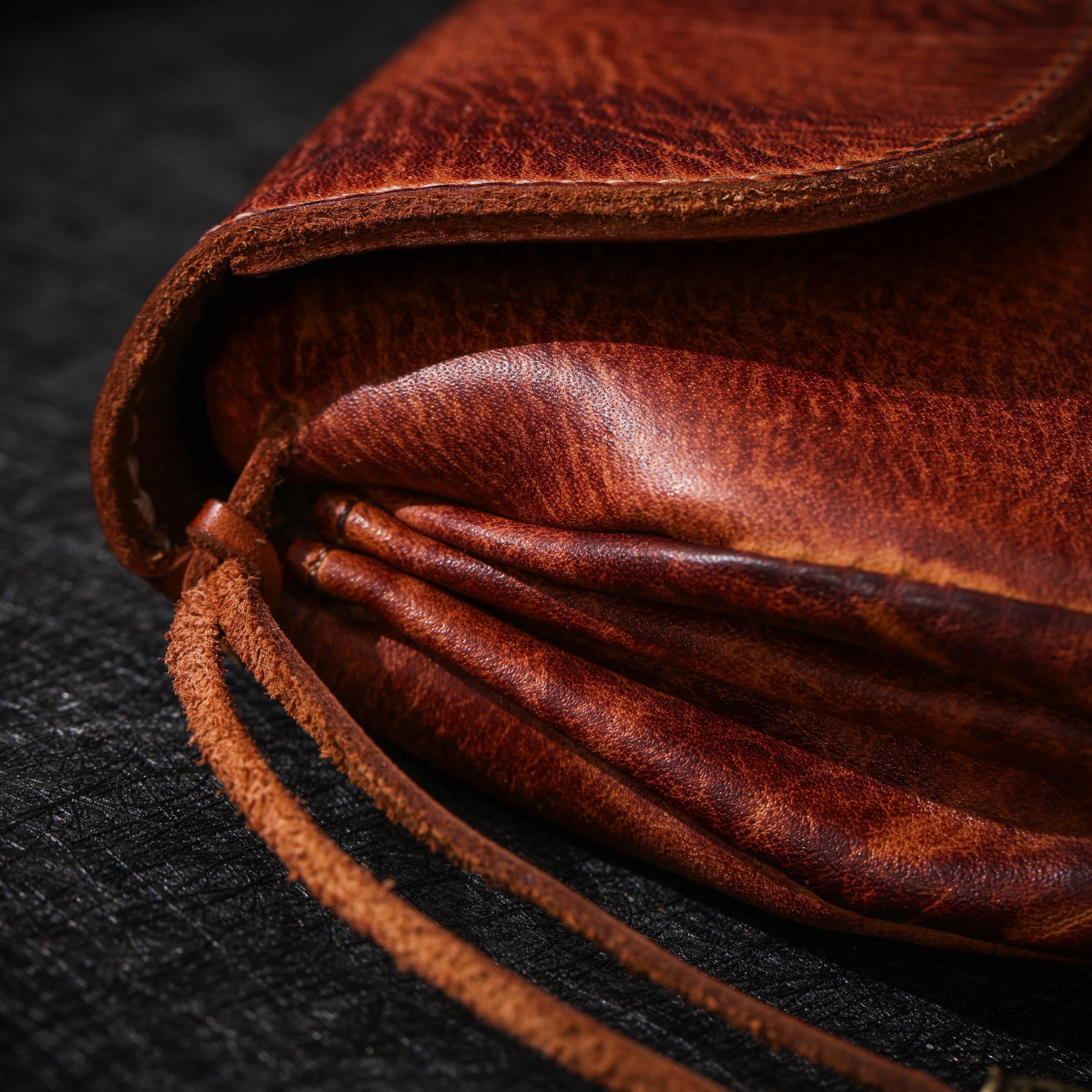 AURA DEER Leather Jewelry Pouch | Full-Grain Cowhide | Velvet Lined | Roomy Travel Pouch