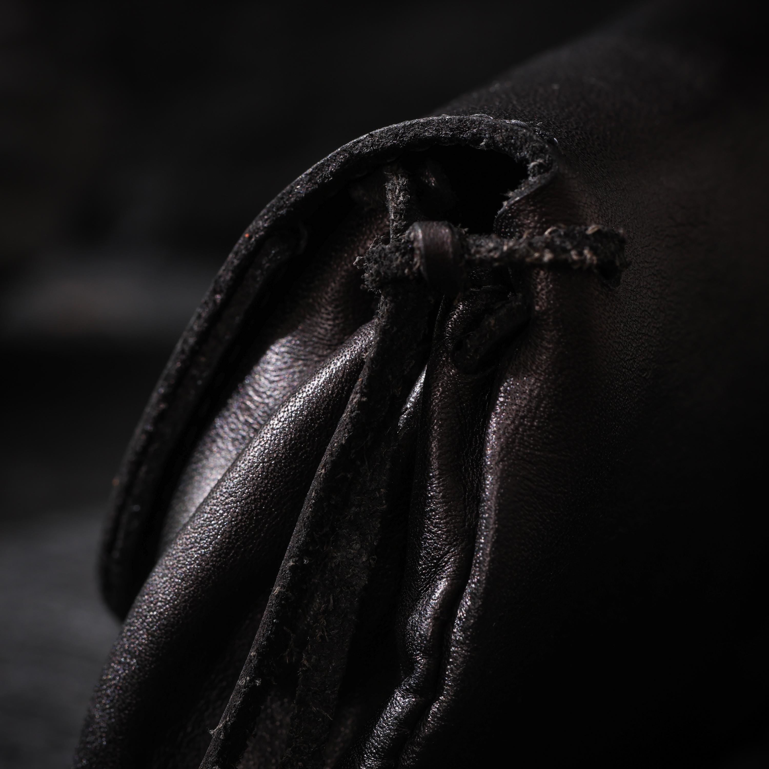 AURA DEER Vintage Veg-Tan Leather Pouch | Handmade Drawstring Rustic Jewelry Storage Bag