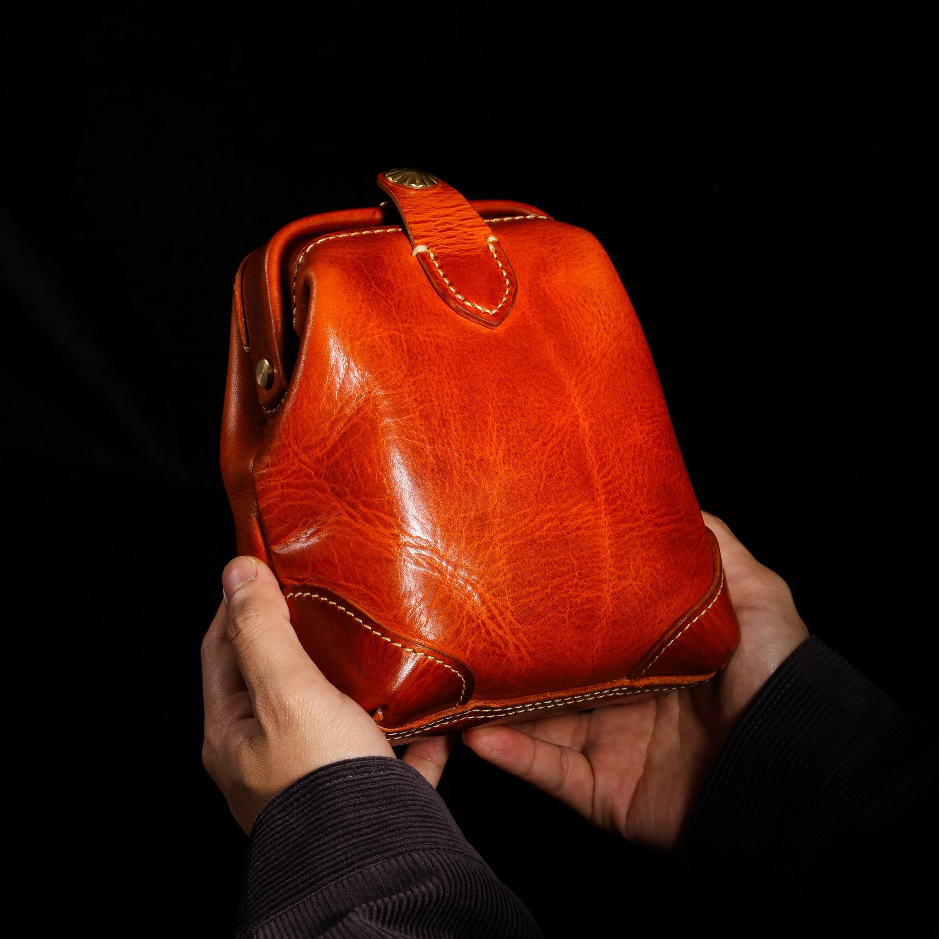 AURA DEER Vintage Veg-Tan Leather Pouch | Handmade Drawstring Rustic Jewelry Storage Bag