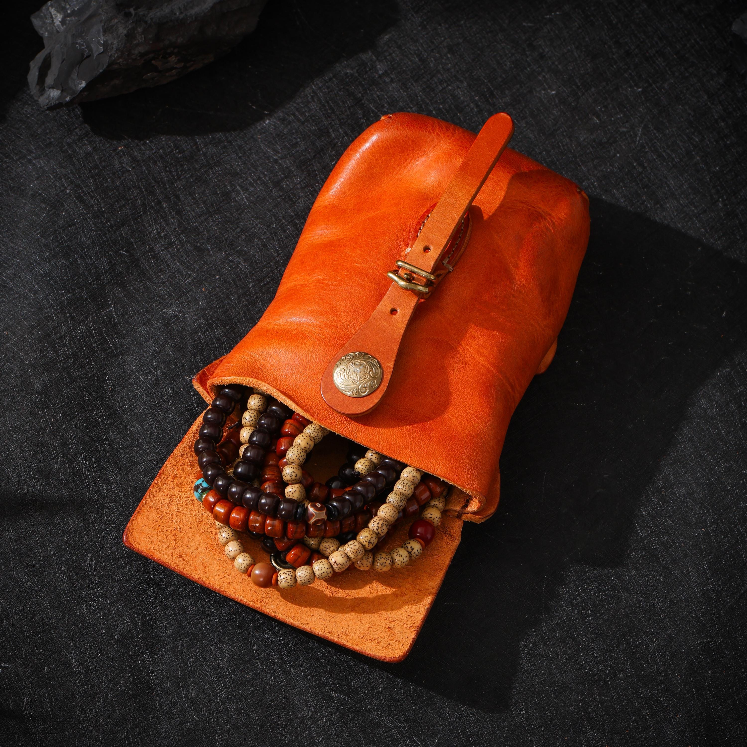 AURA DEER Leather Belt Pouch | Veg-Tanned Full-Grain Cowhide | Solid Brass Hardware | Jewelry & EDC Organizer