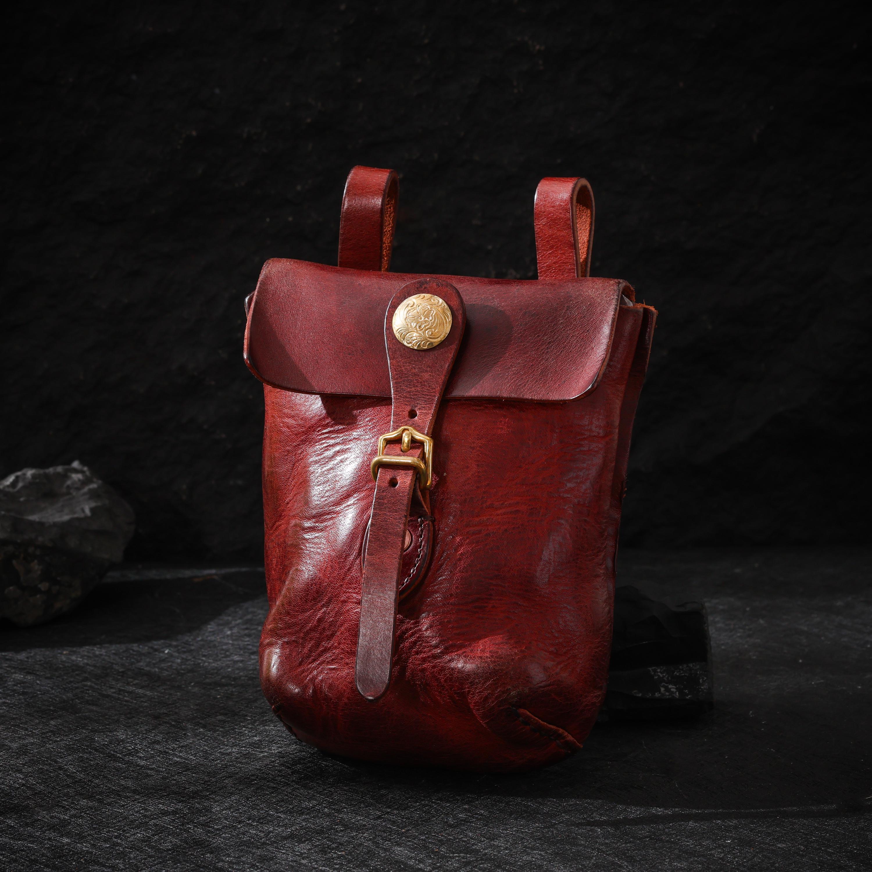 AURA DEER Leather Belt Pouch | Veg-Tanned Full-Grain Cowhide | Solid Brass Hardware | Jewelry & EDC Organizer