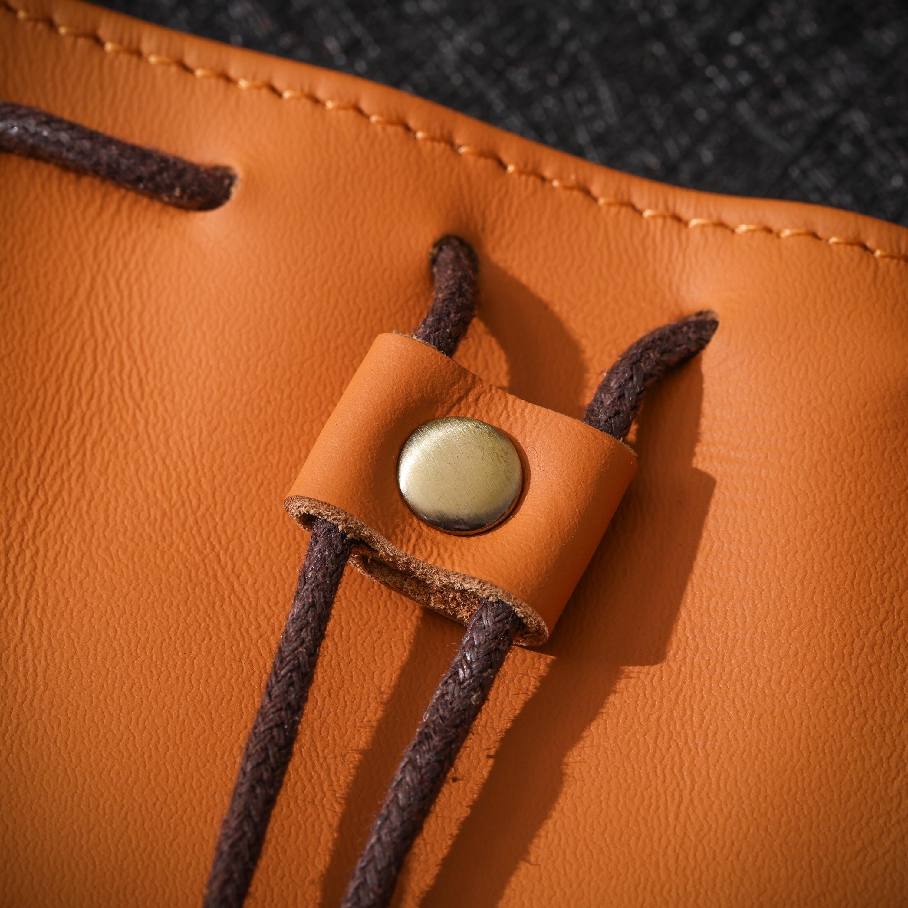 AURA DEER Vintage Genuine Cowhide Jewelry Pouch | Drawstring Leather Jewelry Storage Bag Travel Case