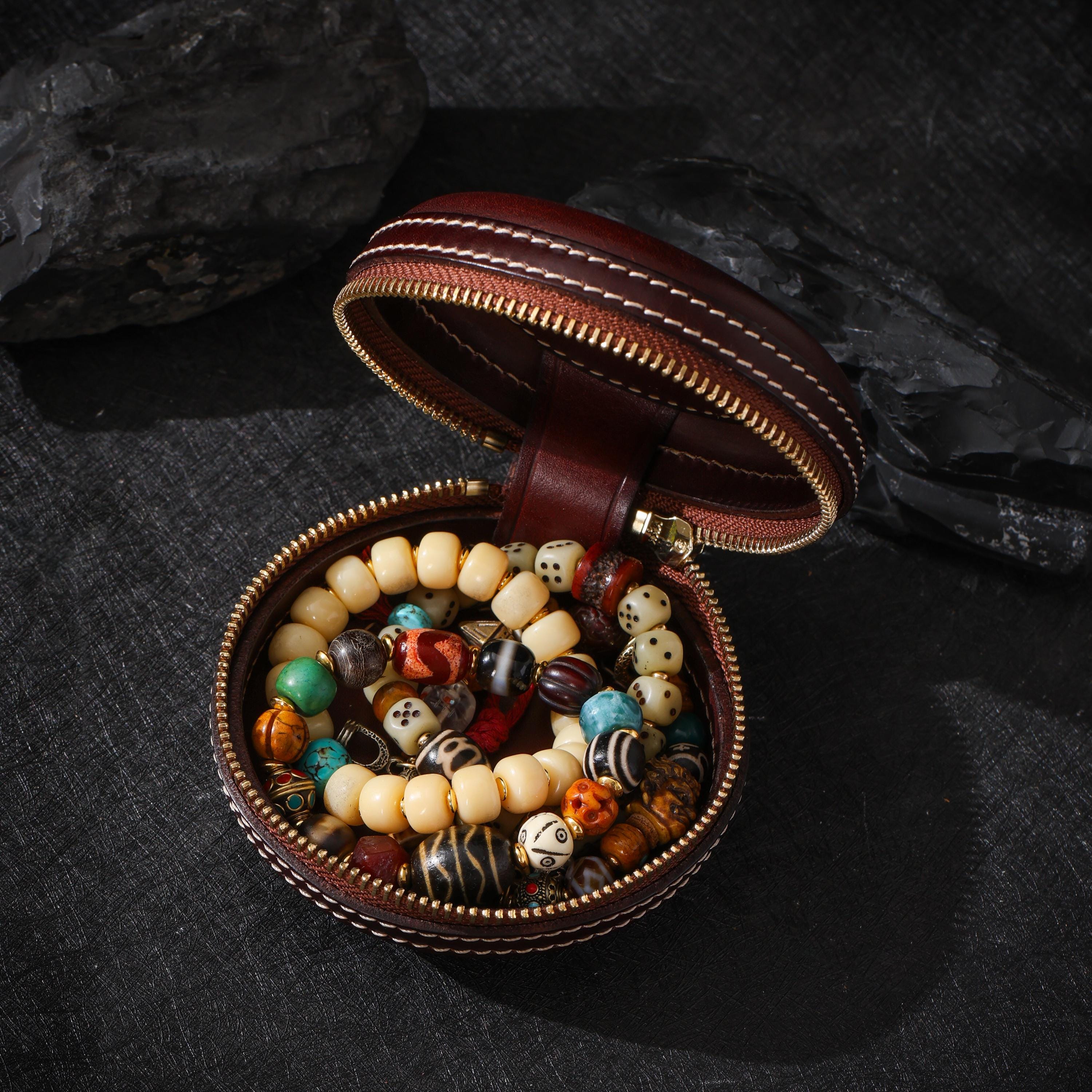 AURA DEER Yellow Jambhala Leather Jewelry Pouch | 3D Leather Relief | Veg-Tan Full-Grain Cowhide