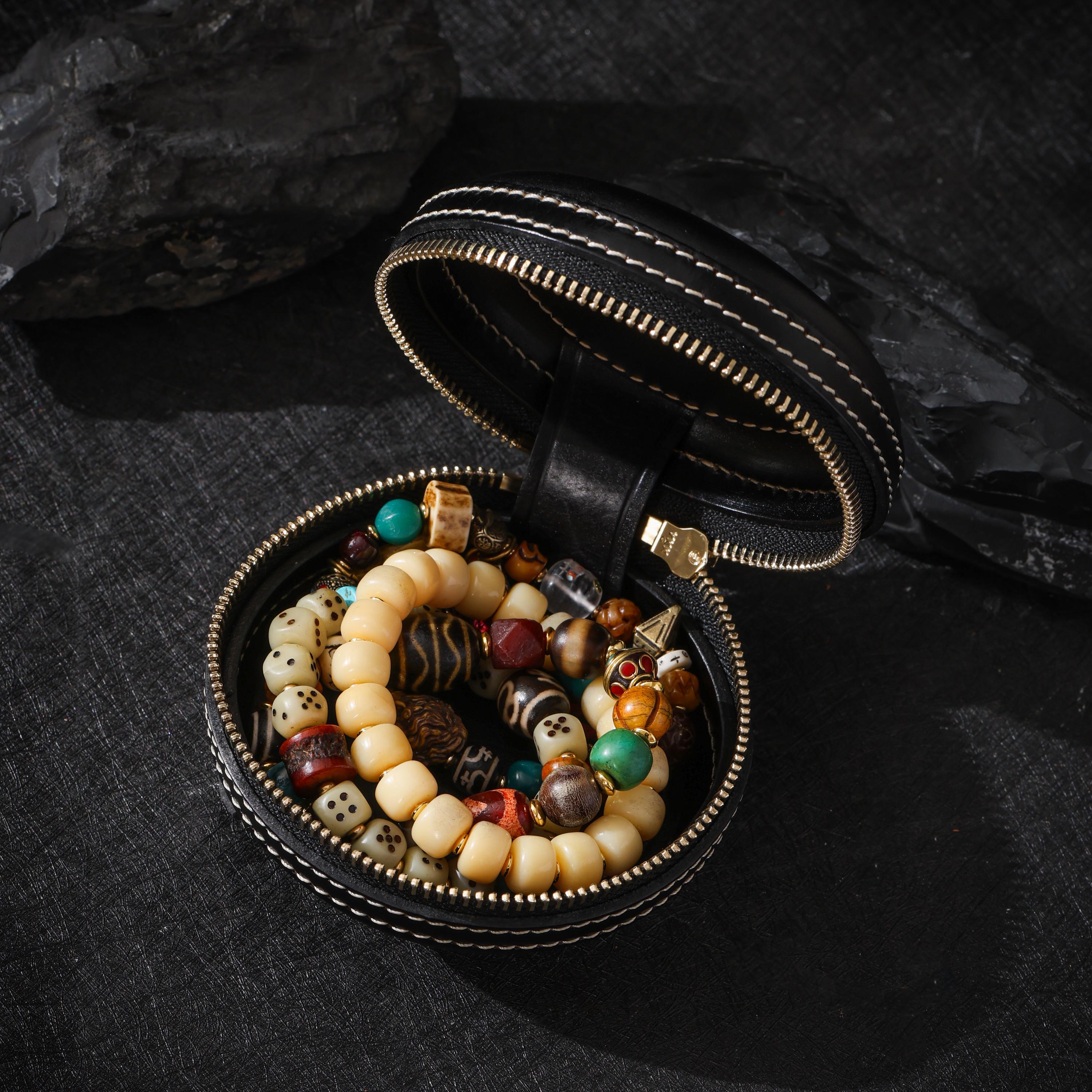 AURA DEER Yellow Jambhala Leather Jewelry Pouch | 3D Leather Relief | Veg-Tan Full-Grain Cowhide