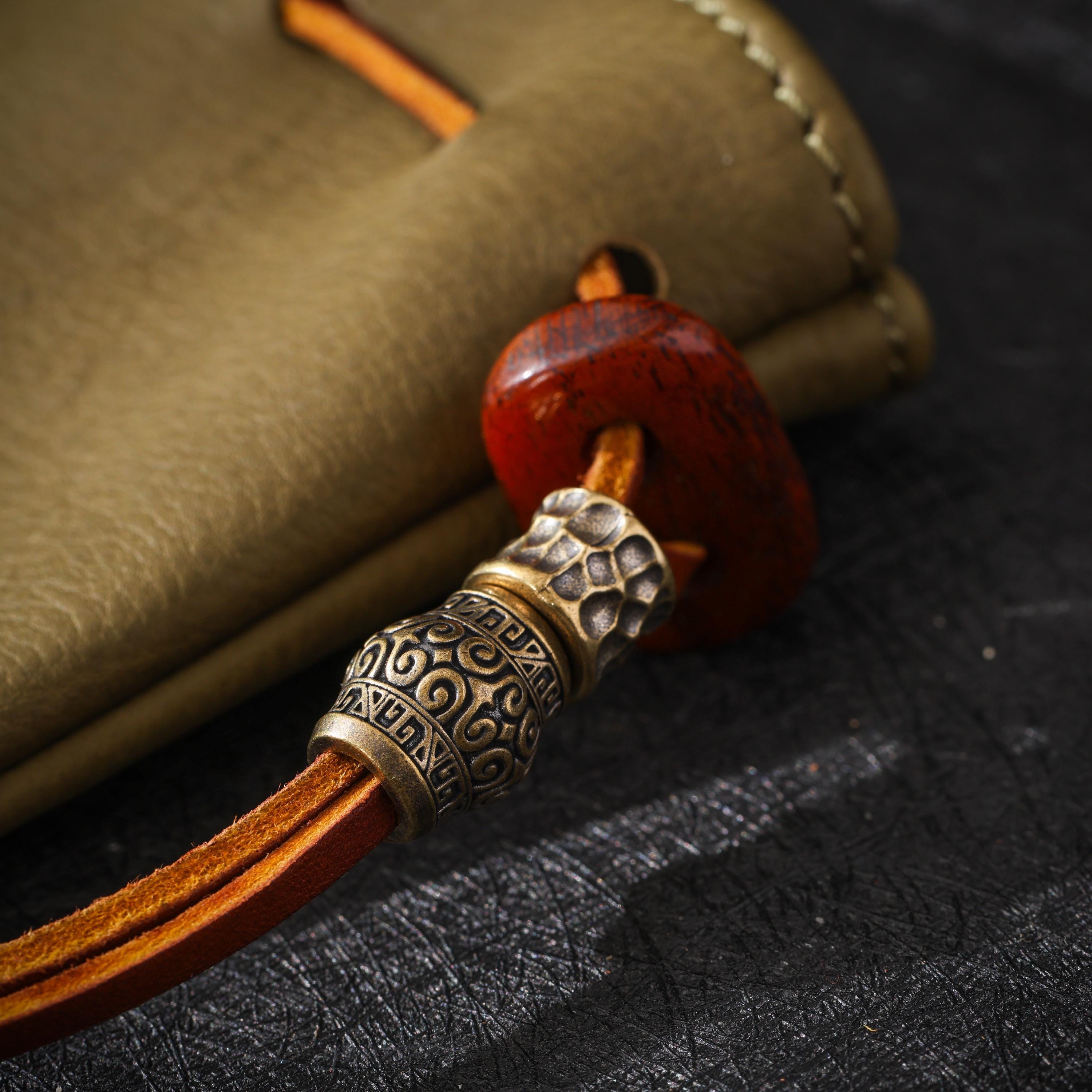 AURA DEER Vintage Genuine Cowhide Jewelry Pouch | Drawstring Leather Jewelry Storage Bag Travel Case