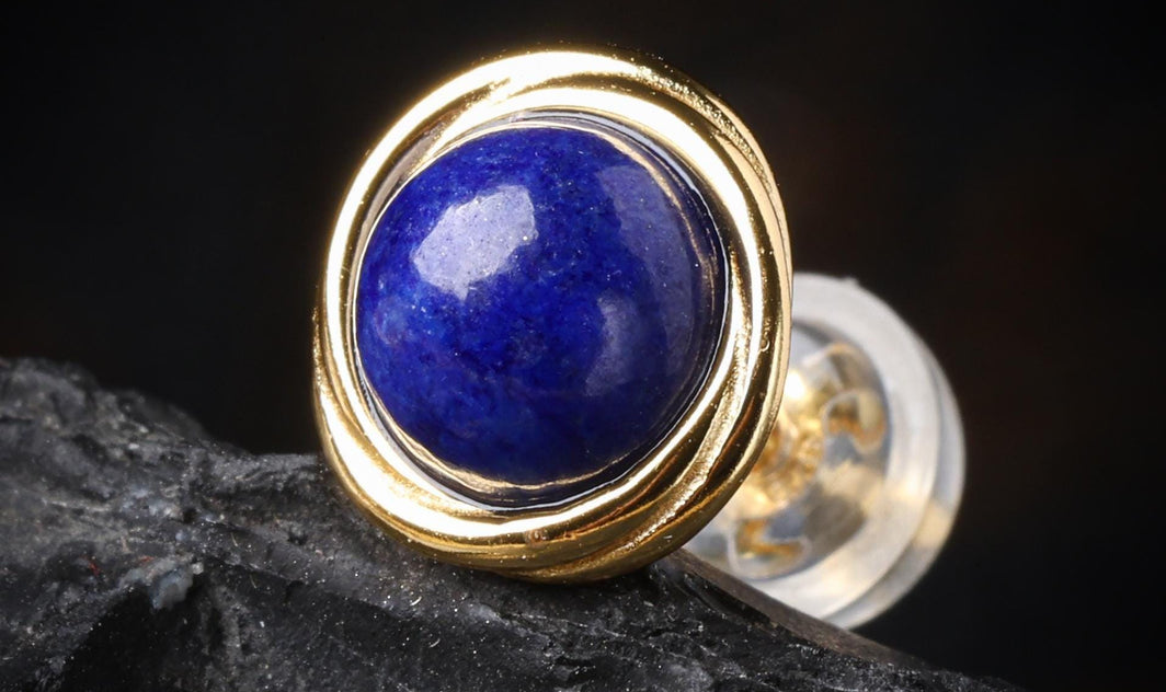 Gold Plated Lapis Lazuli Geometric Earrings